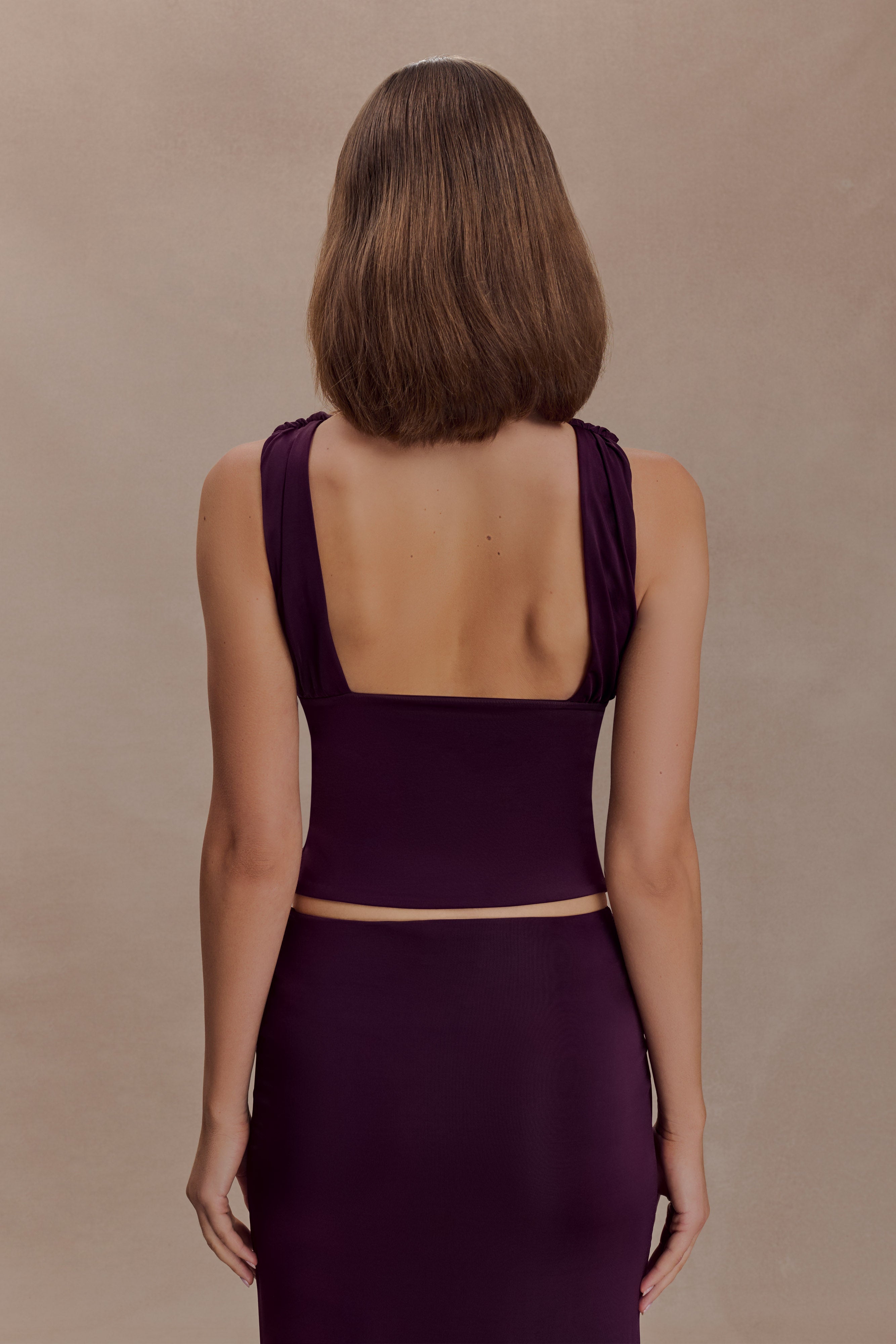 Alternative view of Erina Slinky Open Back Top - Aubergine