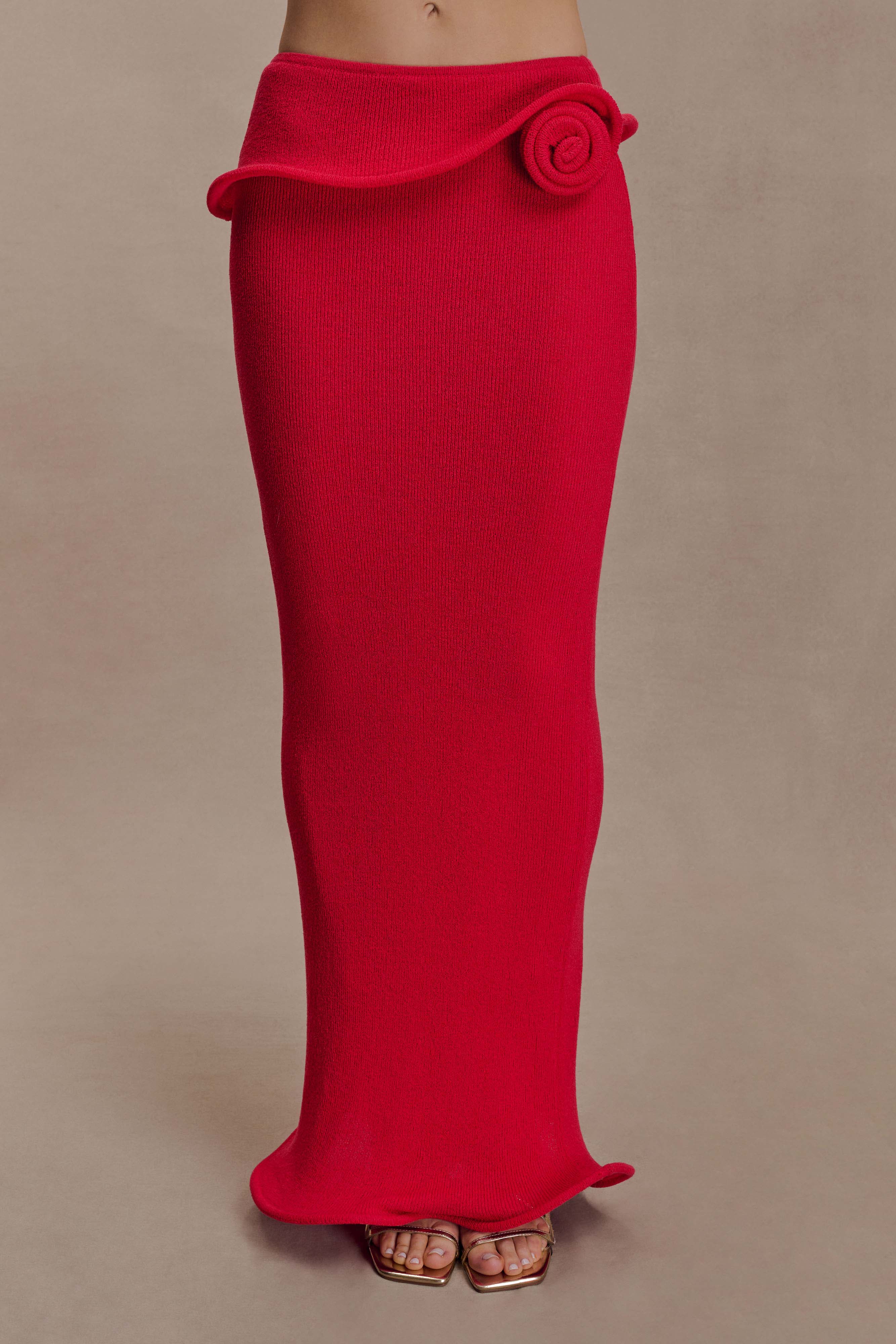 Samira Knit Wired Maxi Skirt - Red - Image 6