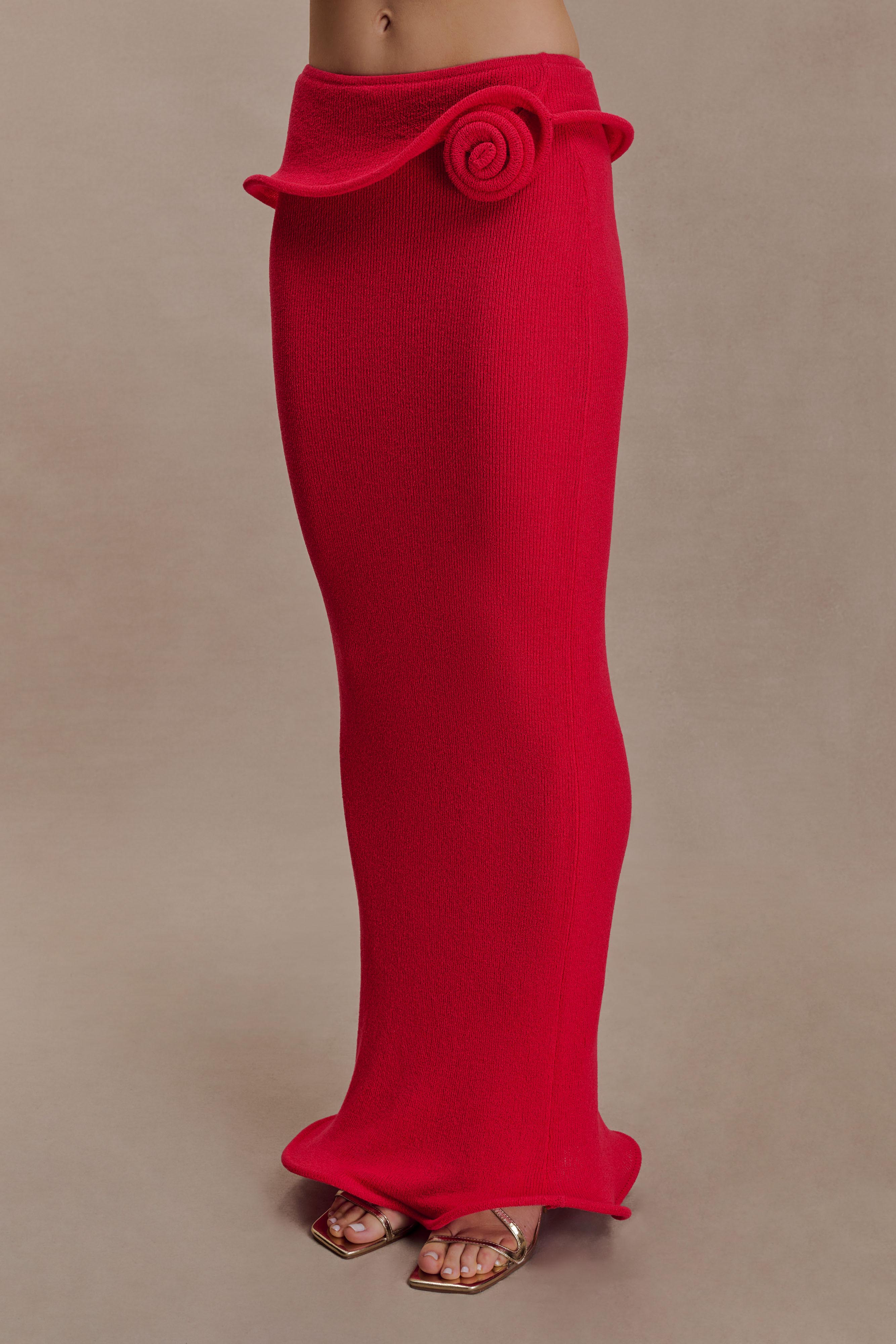 Samira Knit Wired Maxi Skirt - Red - Image 4