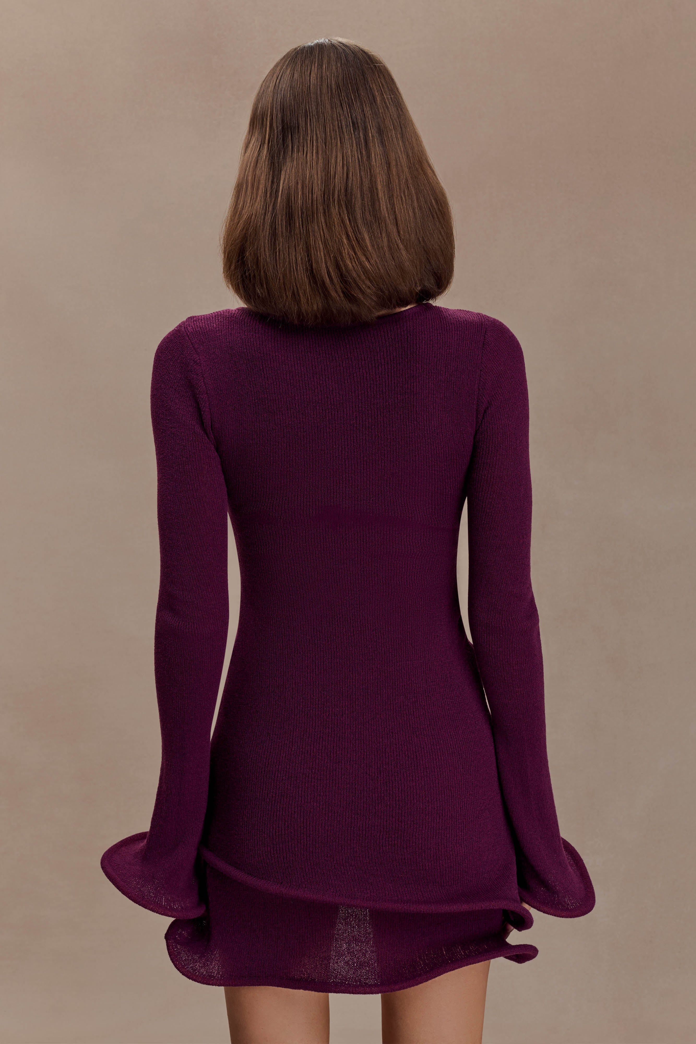 Alternative view of Samira Knit Long Sleeve Mini Dress - Plum