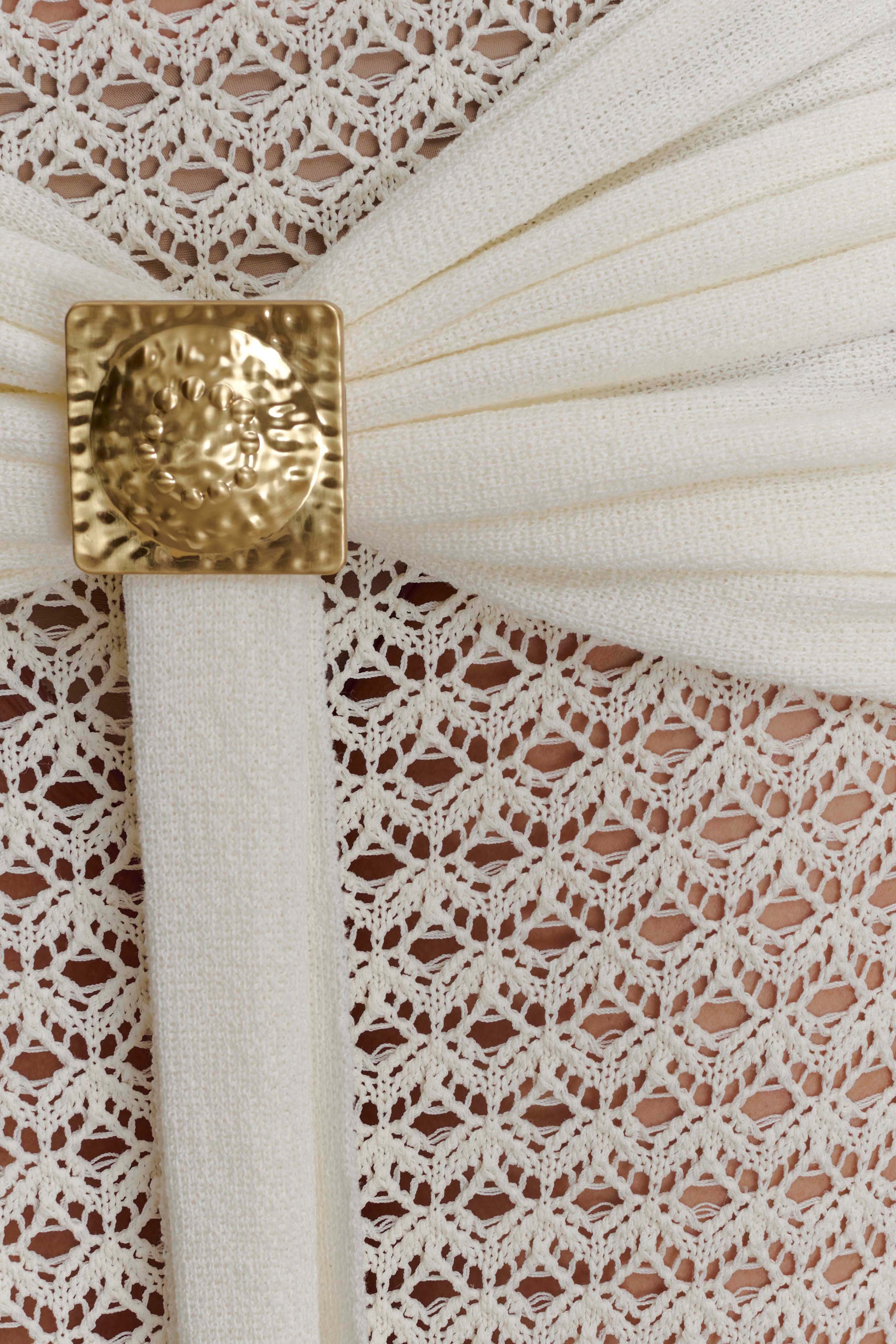 Mania Crochet Maxi Skirt With Hardware - Ivory - Image 6