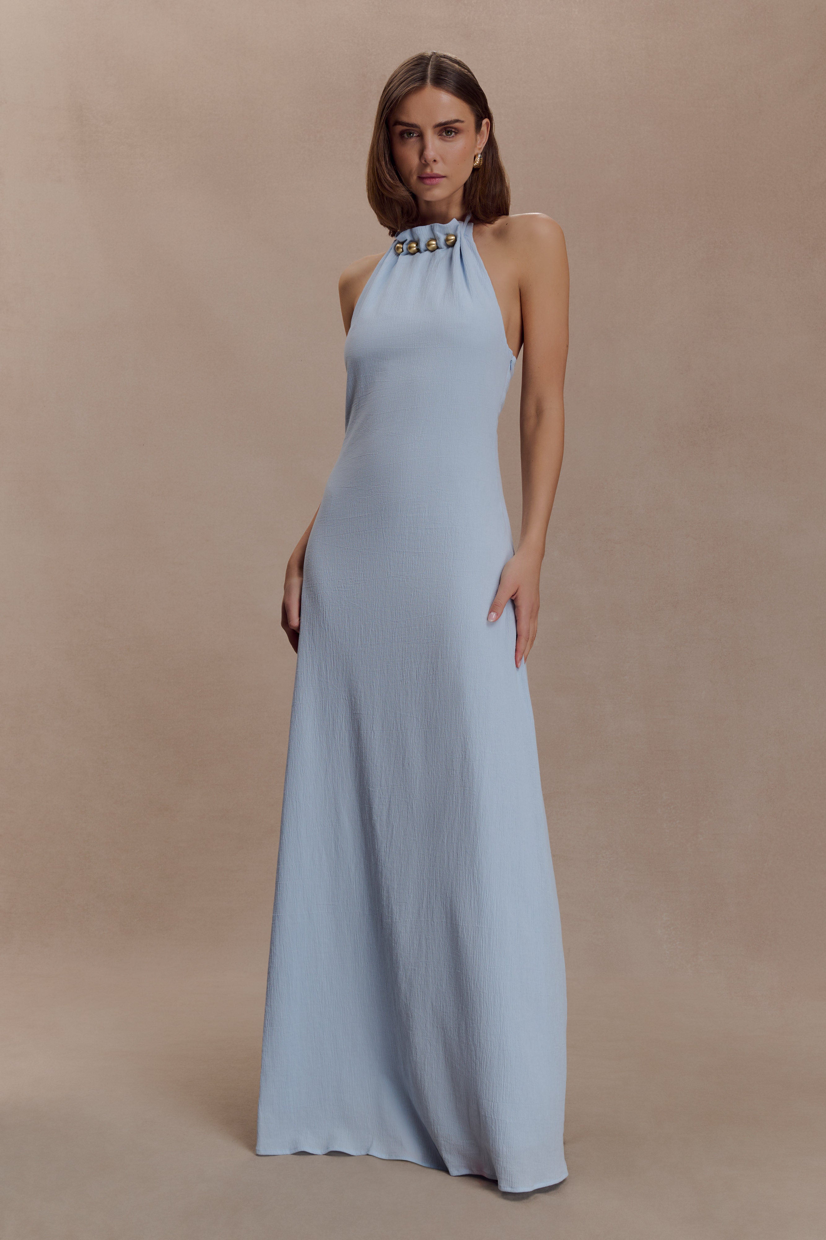 Abeda Cotton Maxi Dress With Hardware - Pale Blue - Image 5