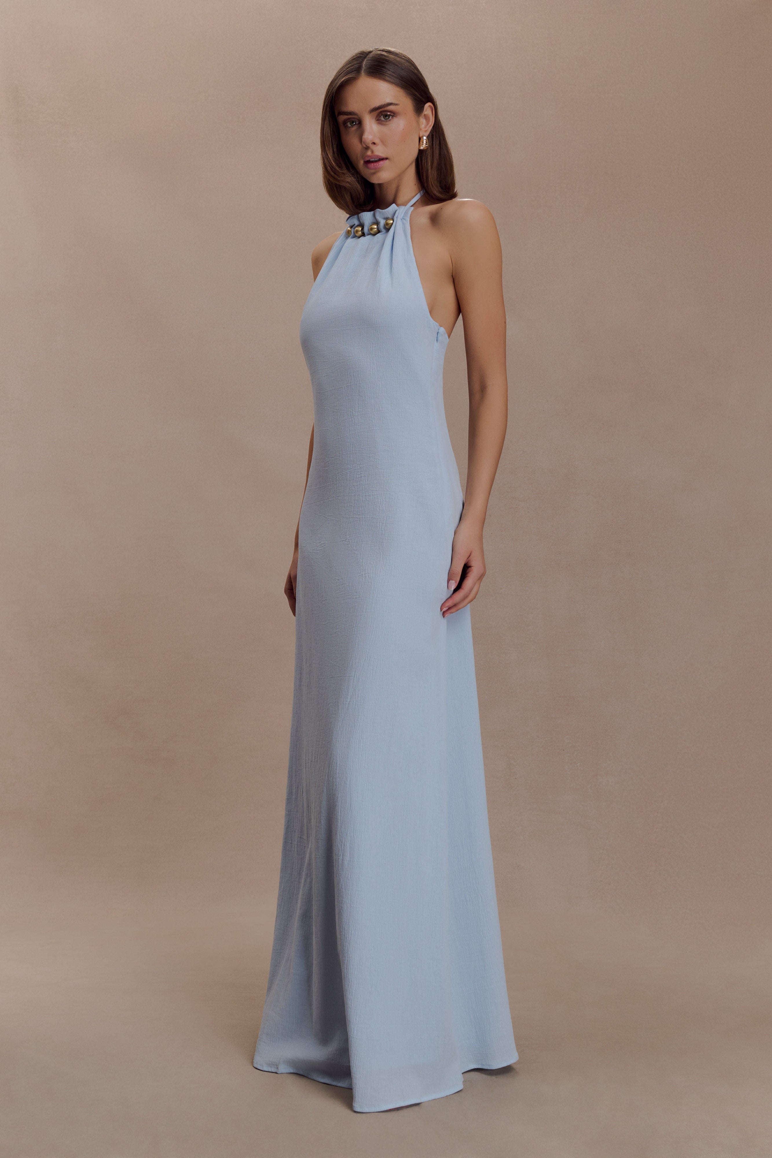 Abeda Cotton Maxi Dress With Hardware - Pale Blue - Image 4