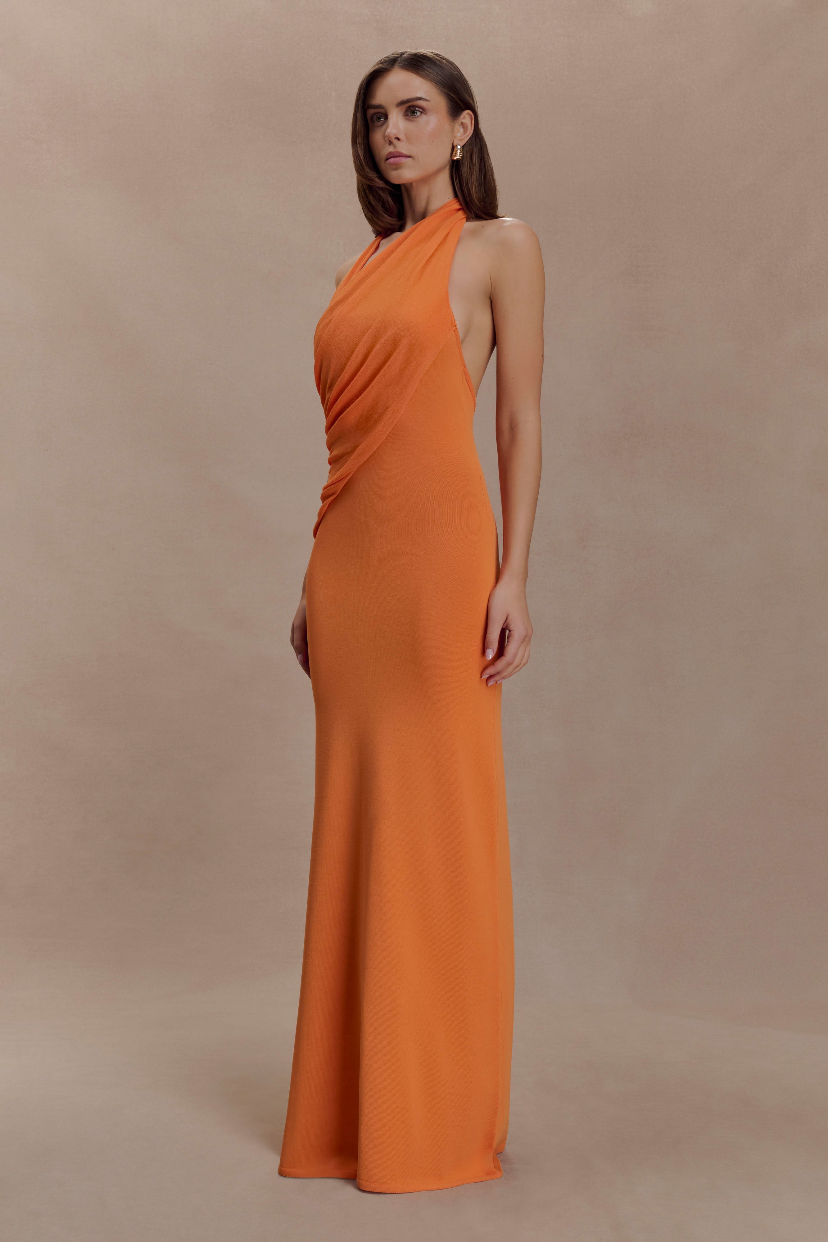 Elma Halter Knit Maxi Dress - Orange - Image 4