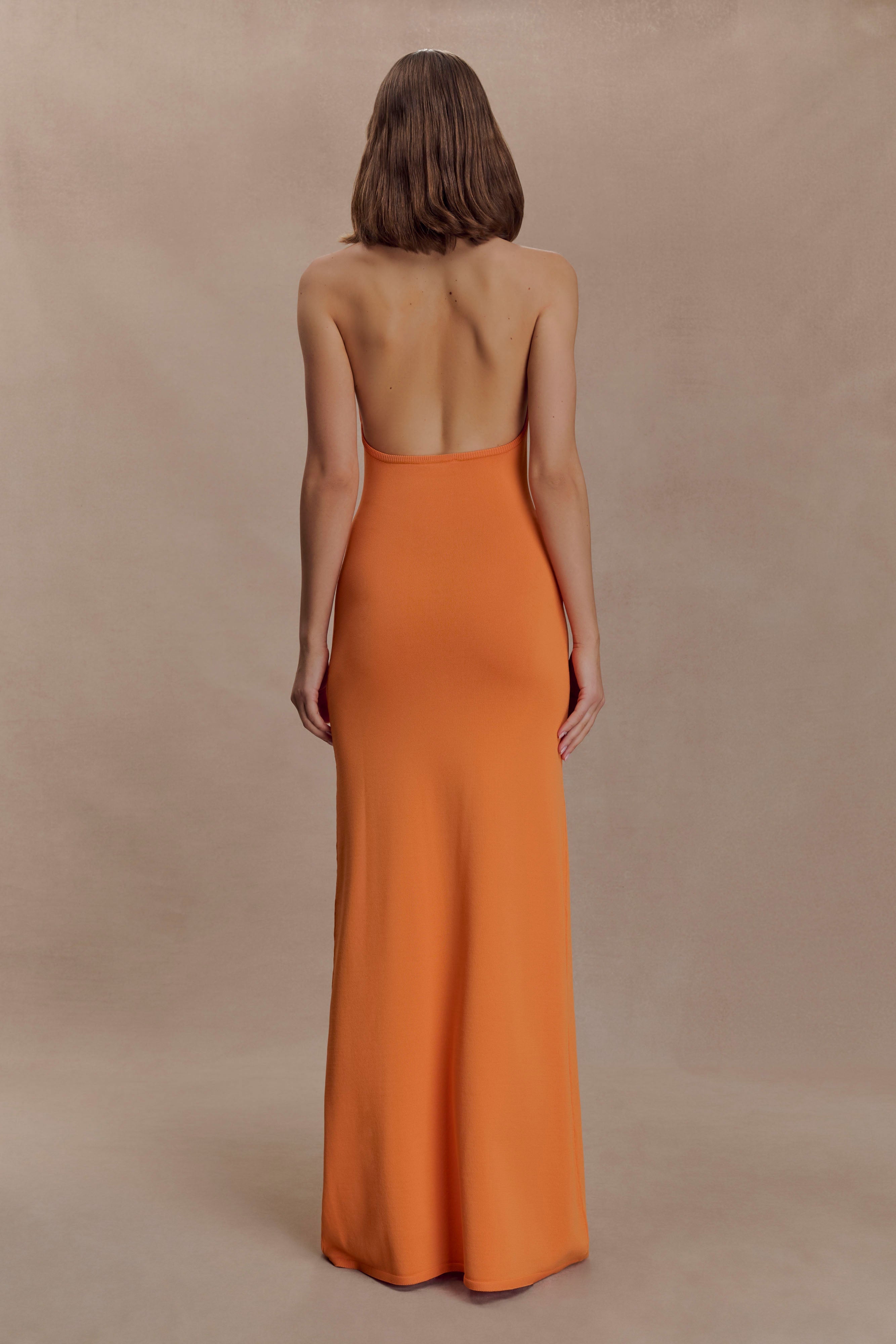 Alternative view of Elma Halter Knit Maxi Dress - Orange