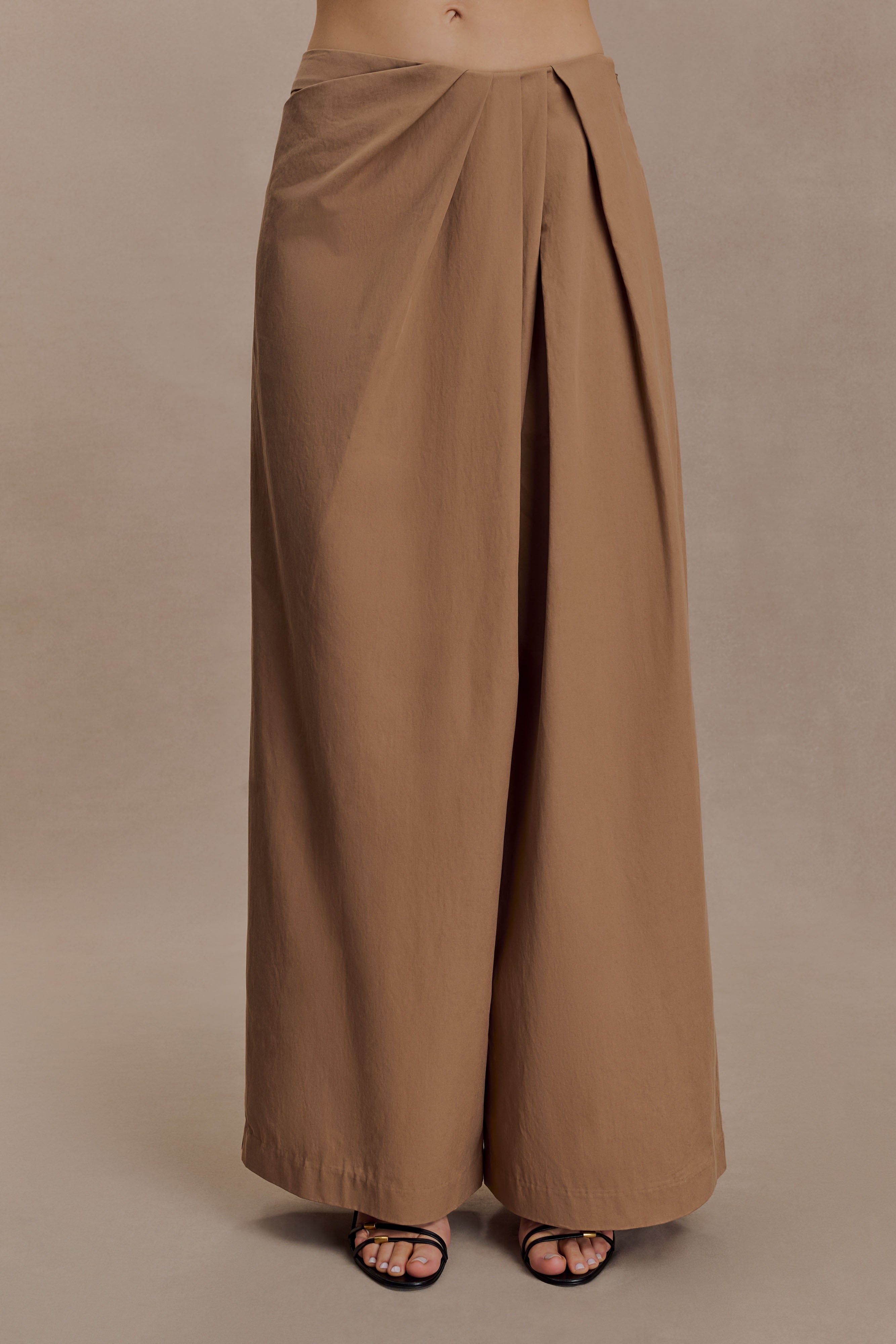 Owen Draped Wide Leg Pants - Mocha - Image 6