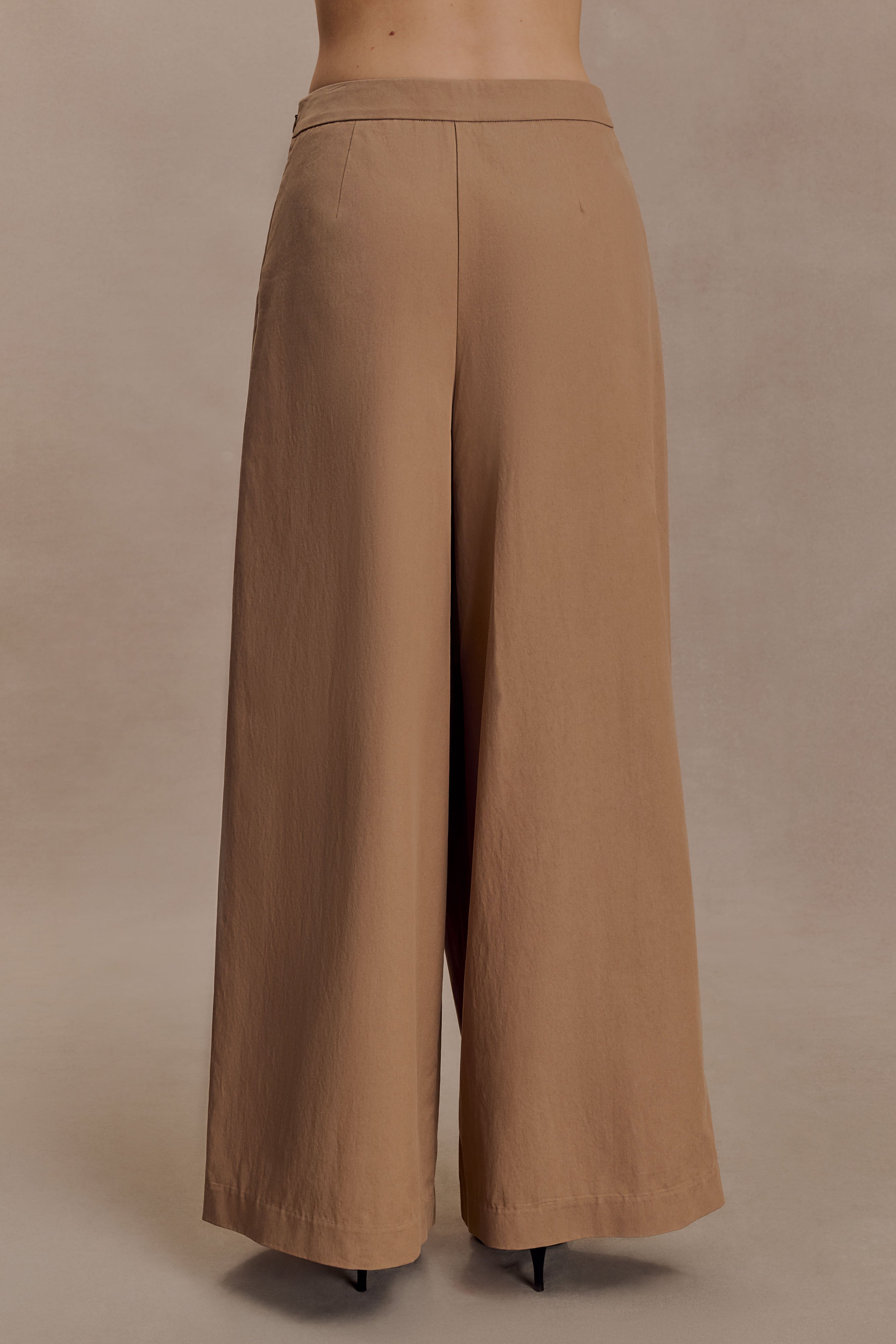 Owen Draped Wide Leg Pants - Mocha - Image 5