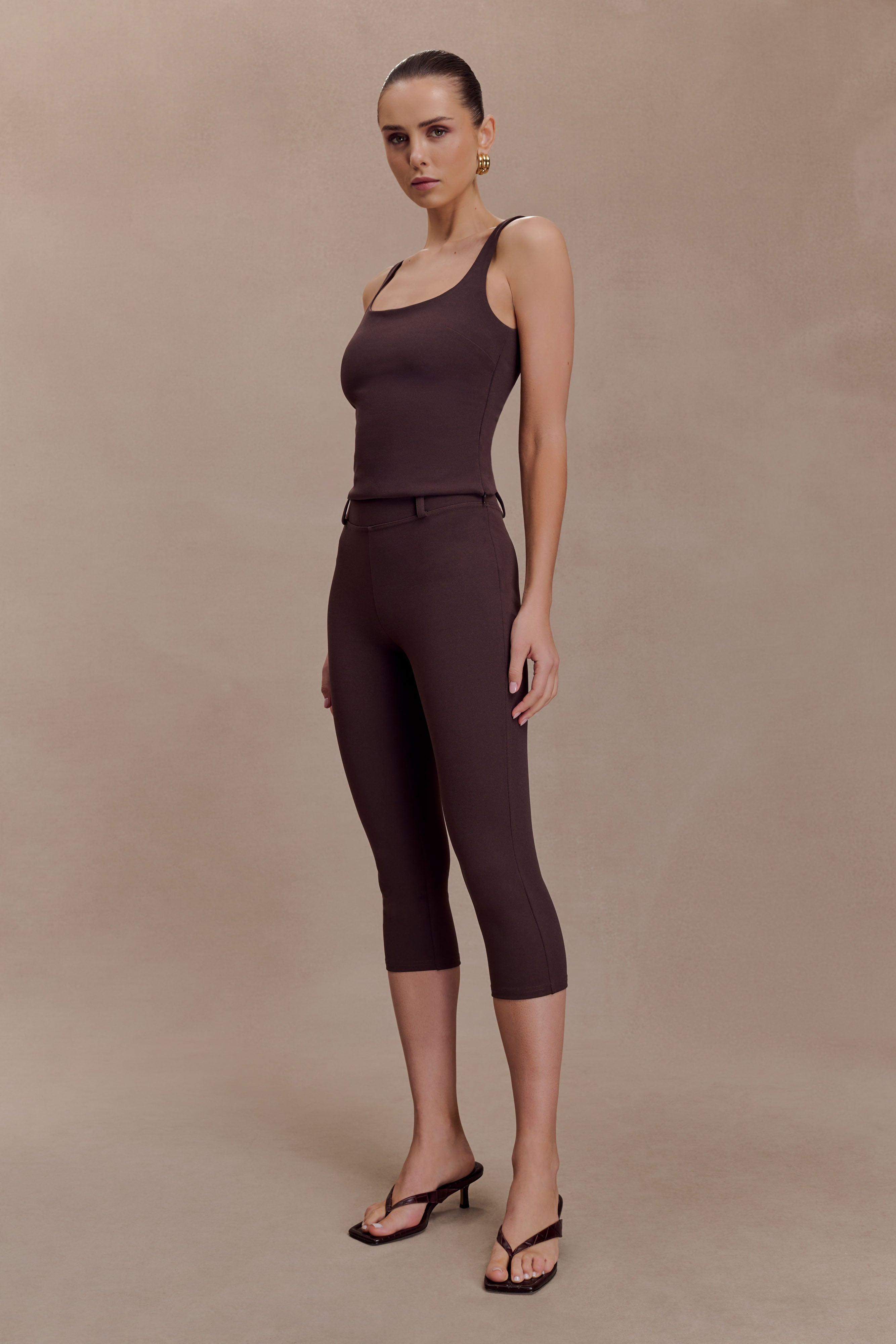 Alternative view of Blanca Stretch Crepe Capri Pants - Chocolate