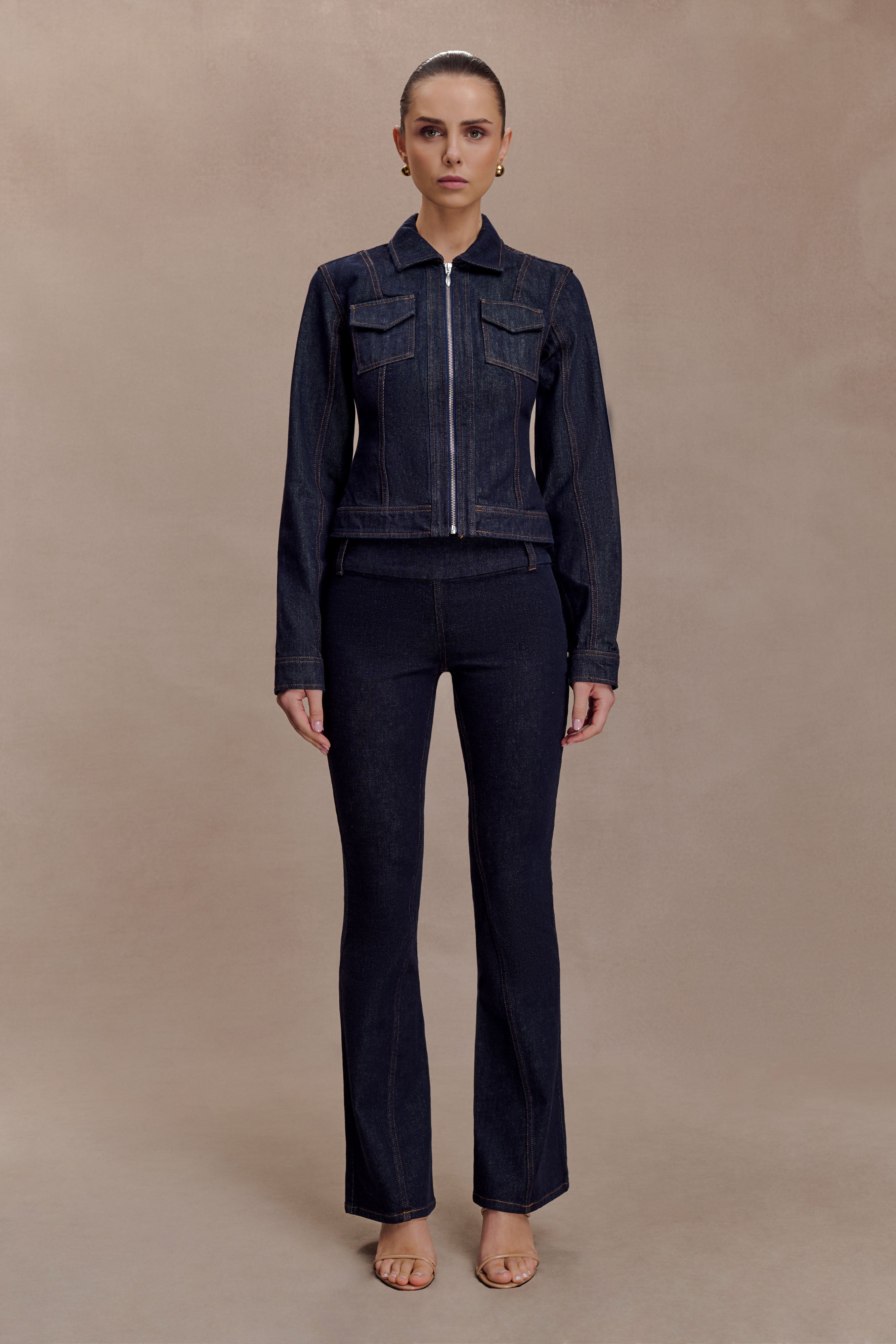 Cierra Cinched Jacket Top - Washed Indigo Blue - Image 6