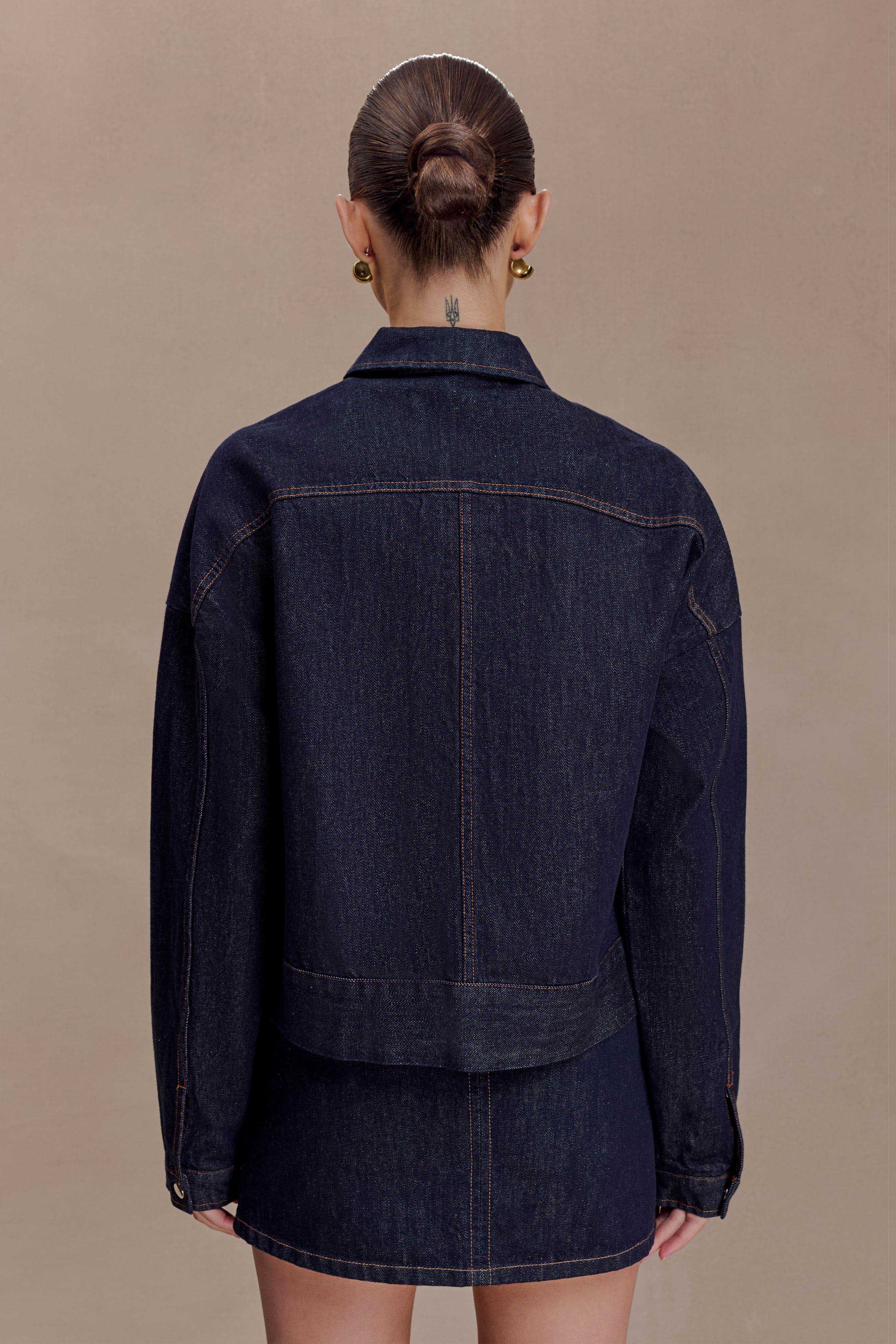 Alternative view of Olandria Oversized Jacket Top - Washed Indigo Blue