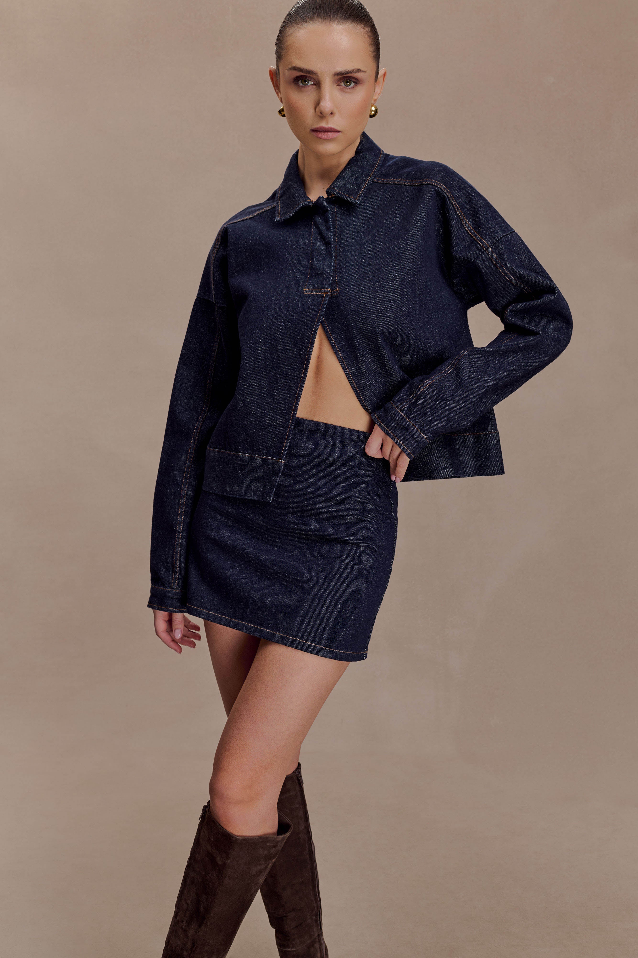 Alternative view of Ellie Denim Mini Skirt - Washed Indigo Blue