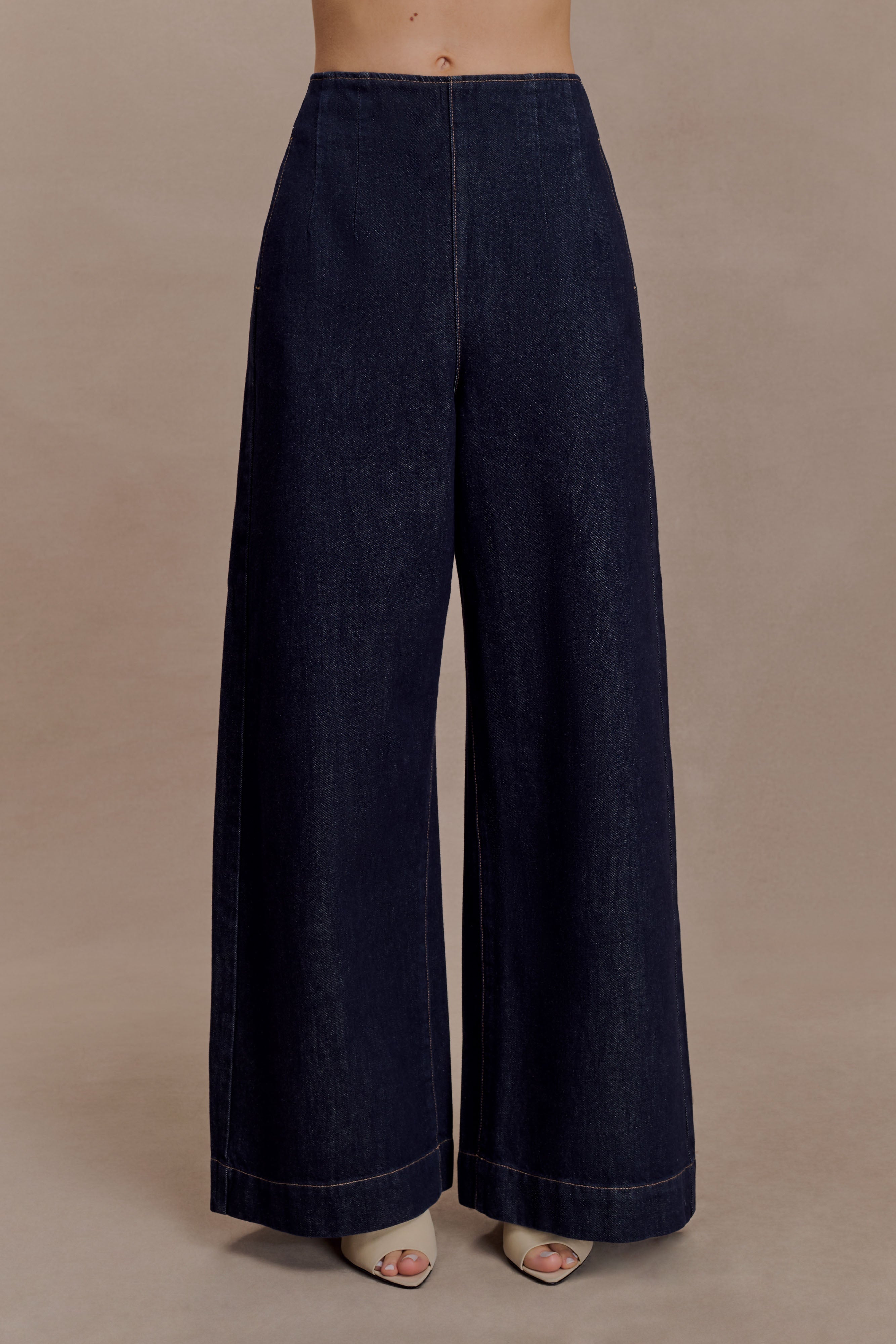 Maral High Waisted Dart Jeans - Washed Indigo Blue - Image 6