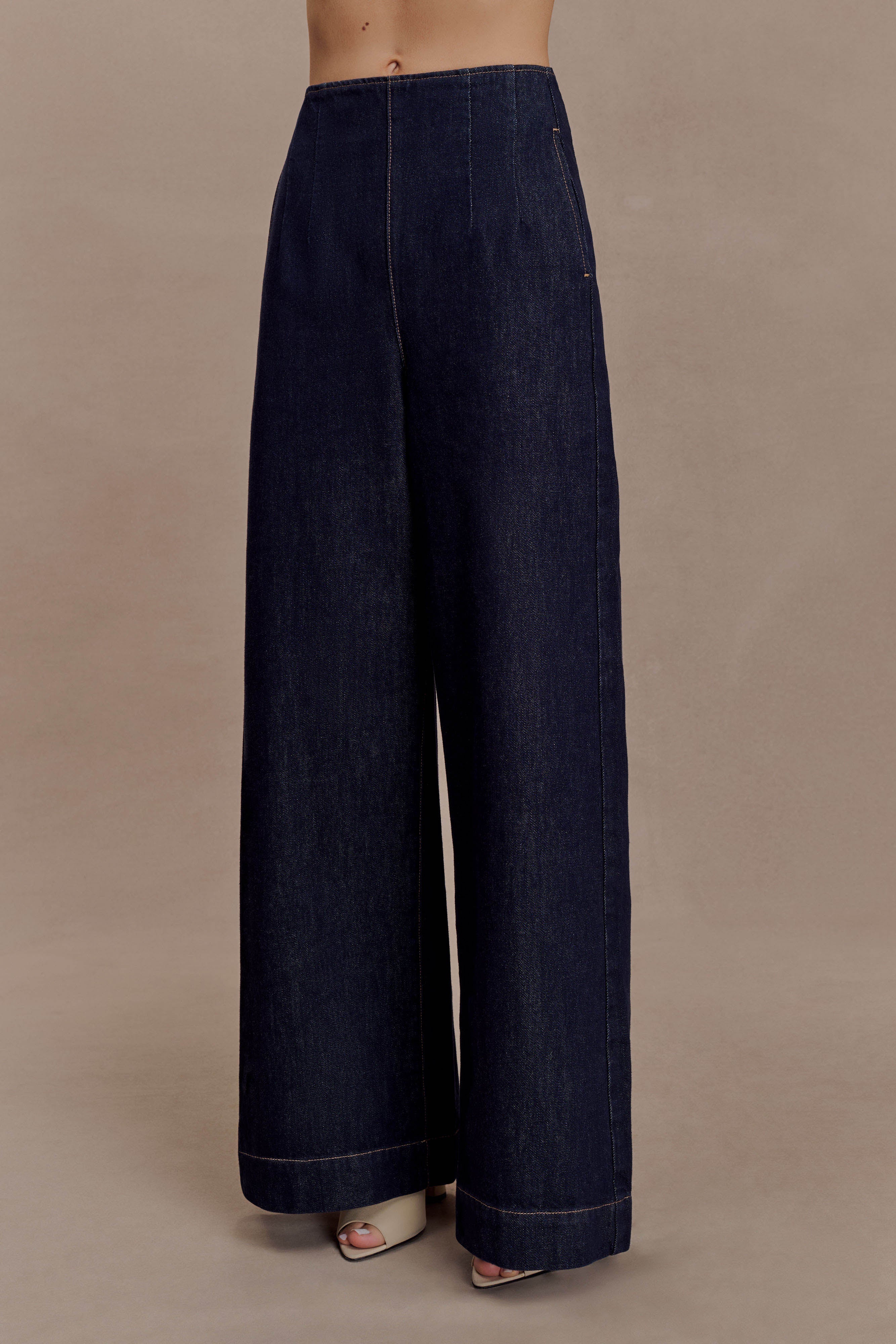 Maral High Waisted Dart Jeans - Washed Indigo Blue - Image 4