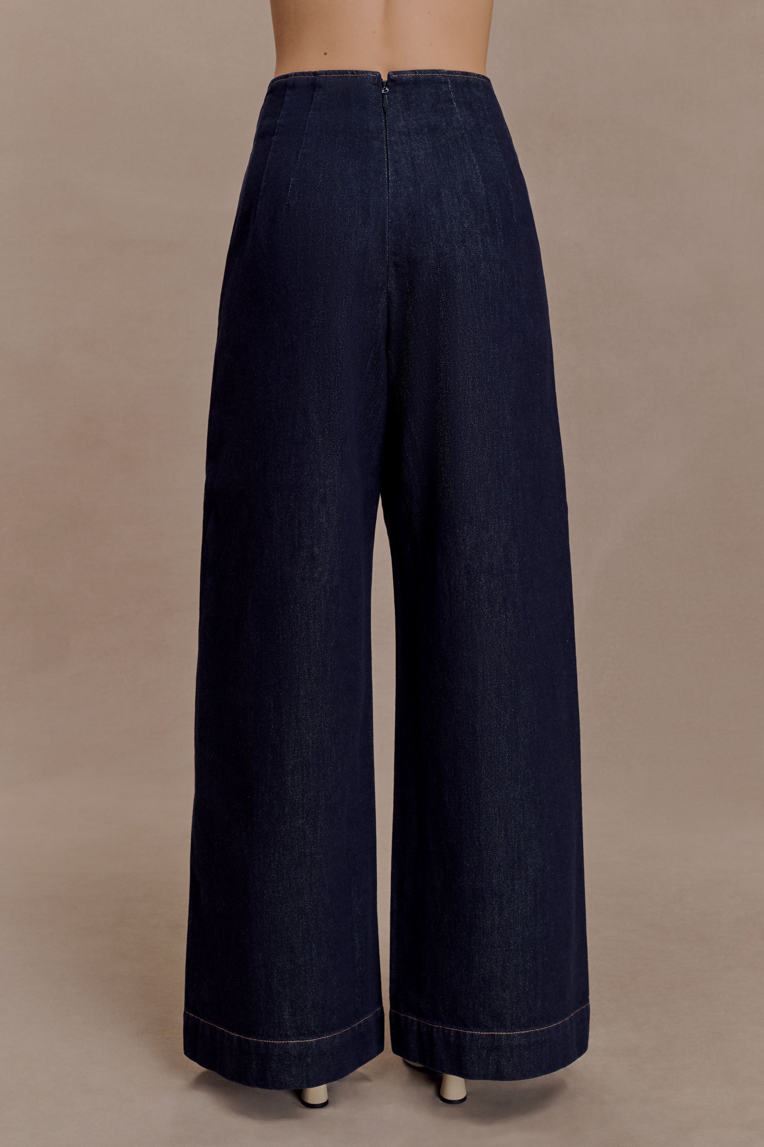 Maral High Waisted Dart Jeans - Washed Indigo Blue - Image 5