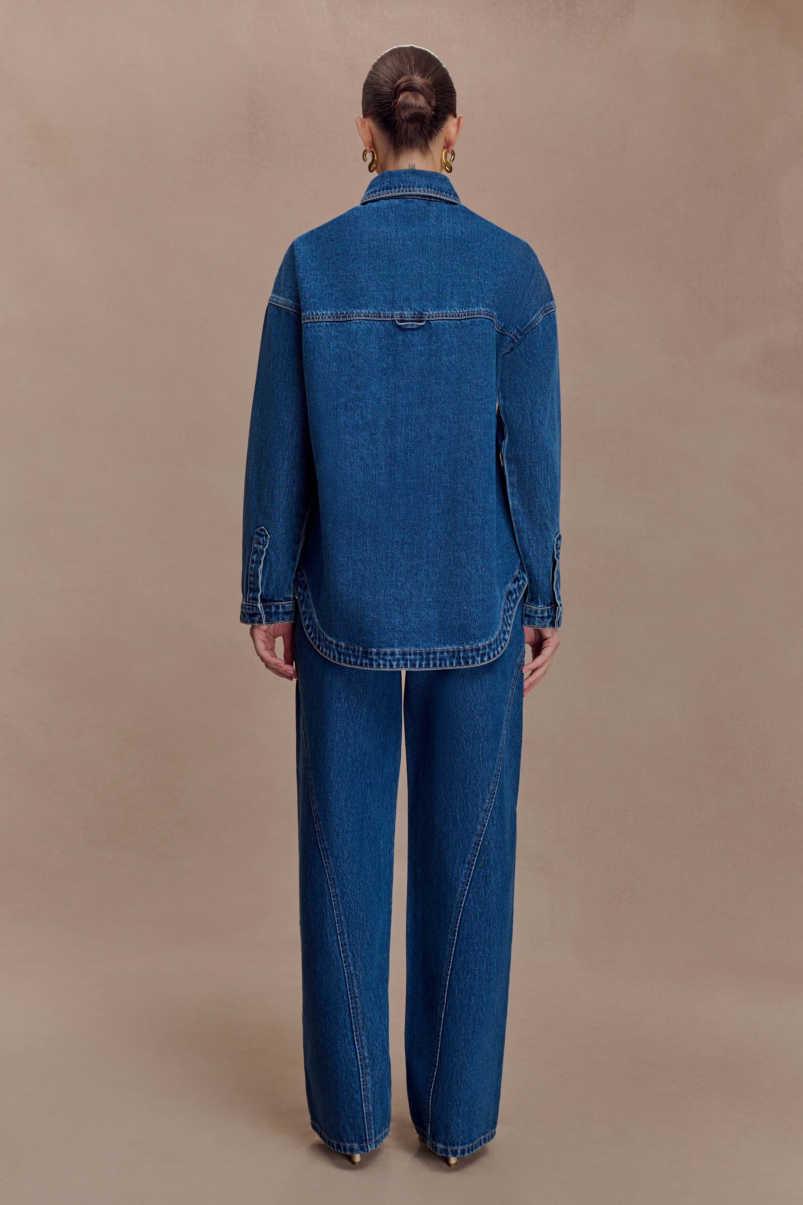 Georgette Mid Rise Paneled Denim Jeans - Dark Blue - Image 5