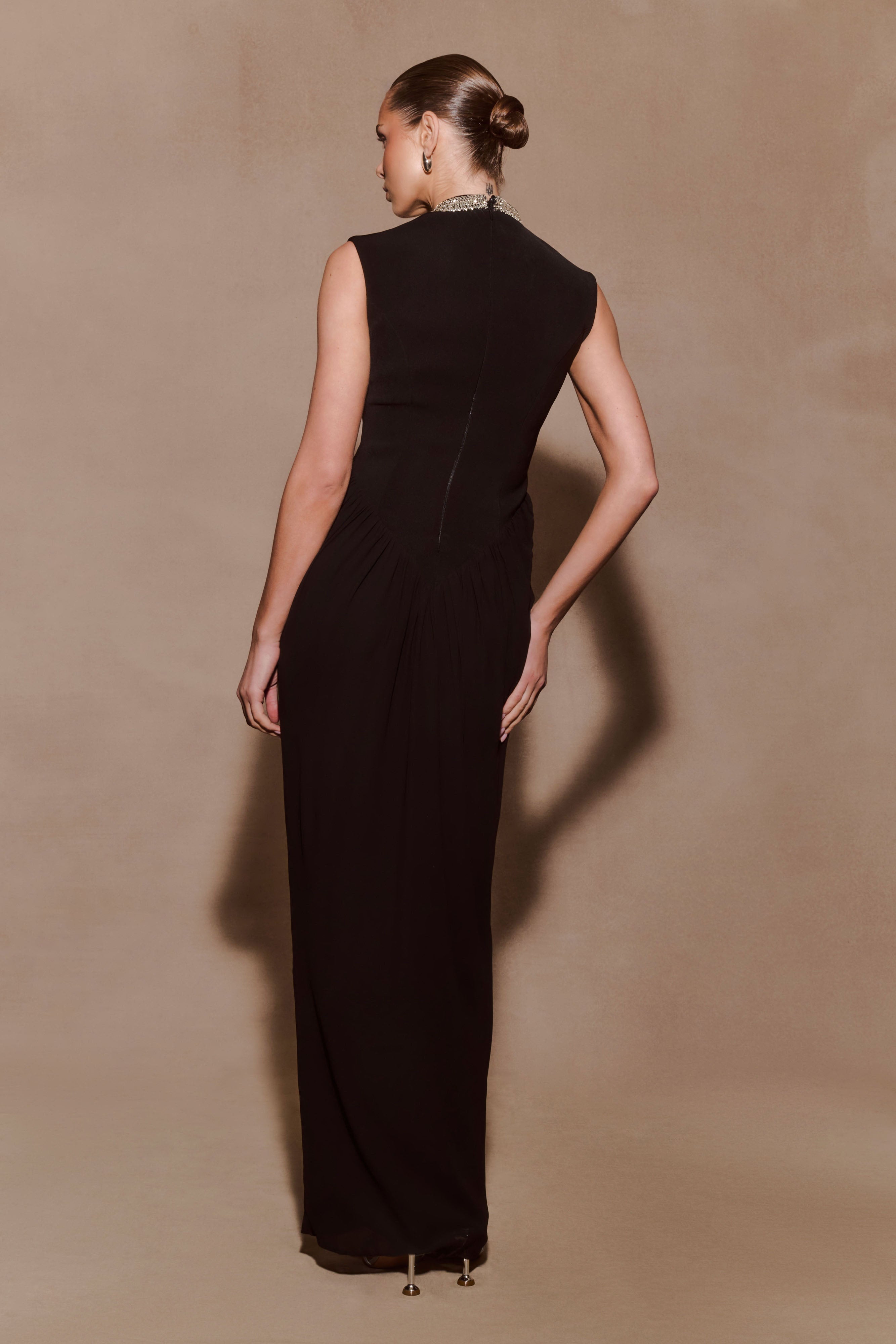 Alternative view of Elisa Diamante Neck Maxi Dress - Black