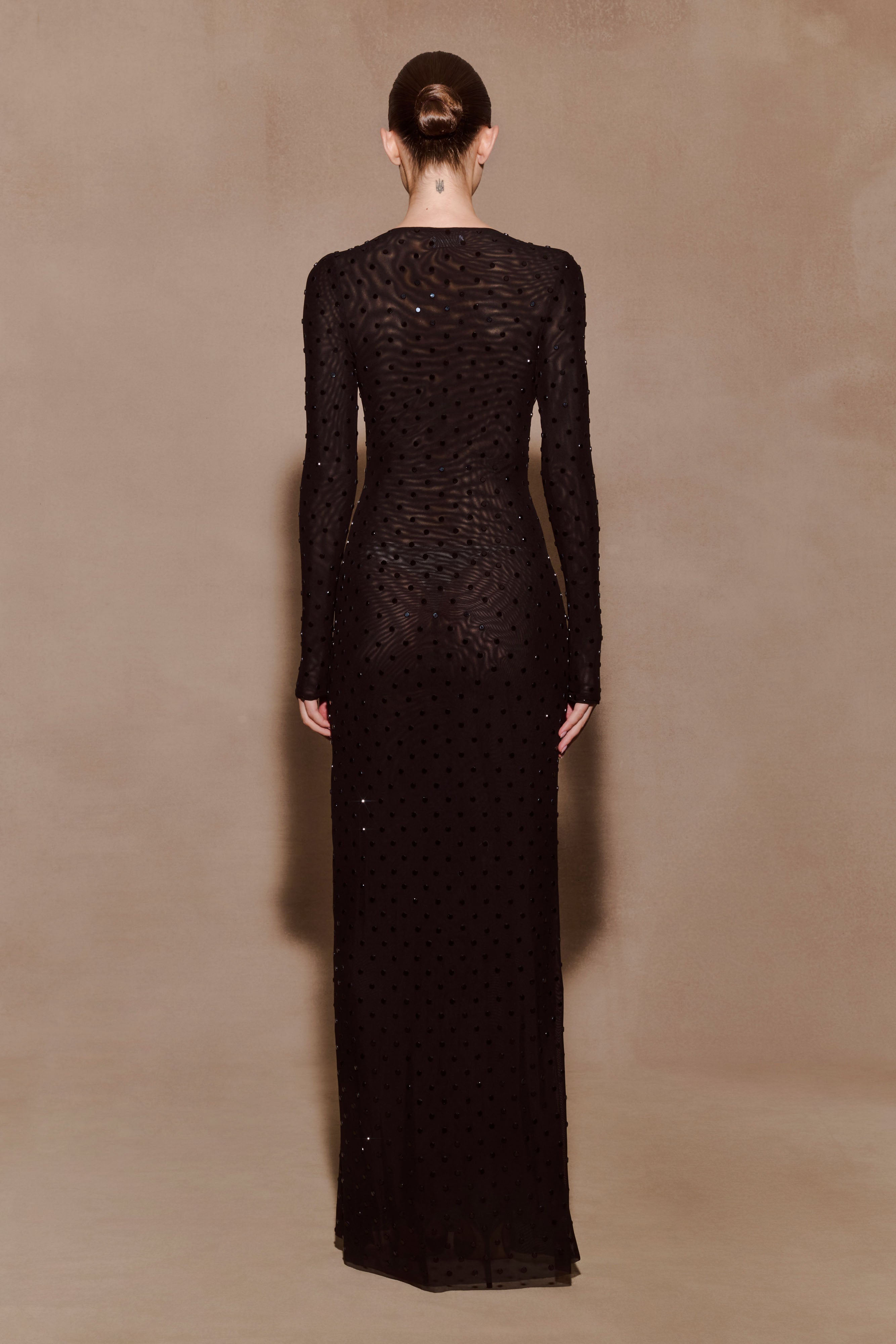 Alternative view of Acadia Diamante Long Sleeve Maxi Dress - Black