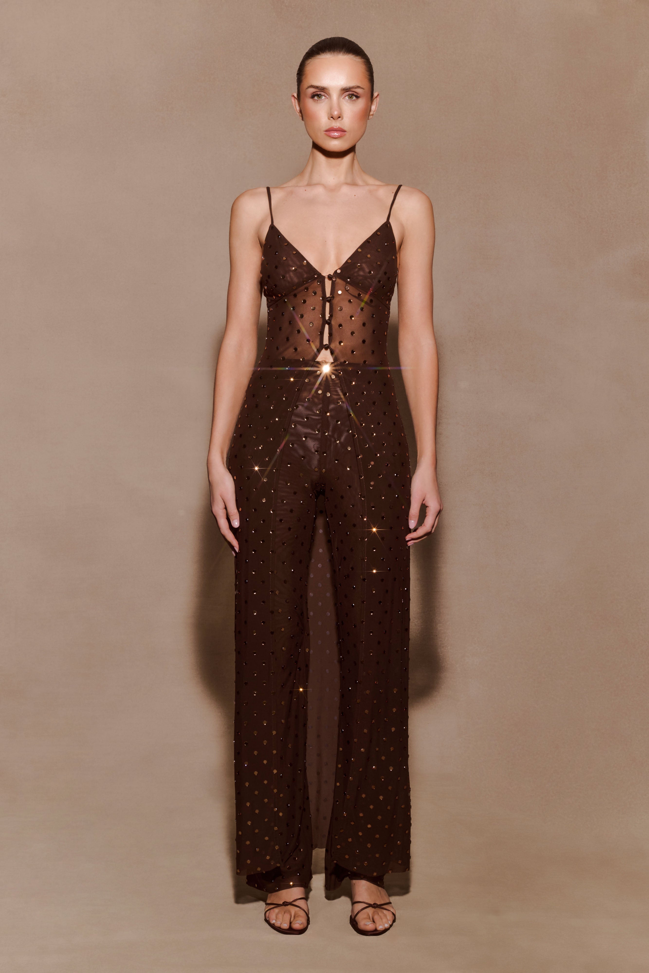 Jackie Longline Diamante Top - Chocolate - Image 6
