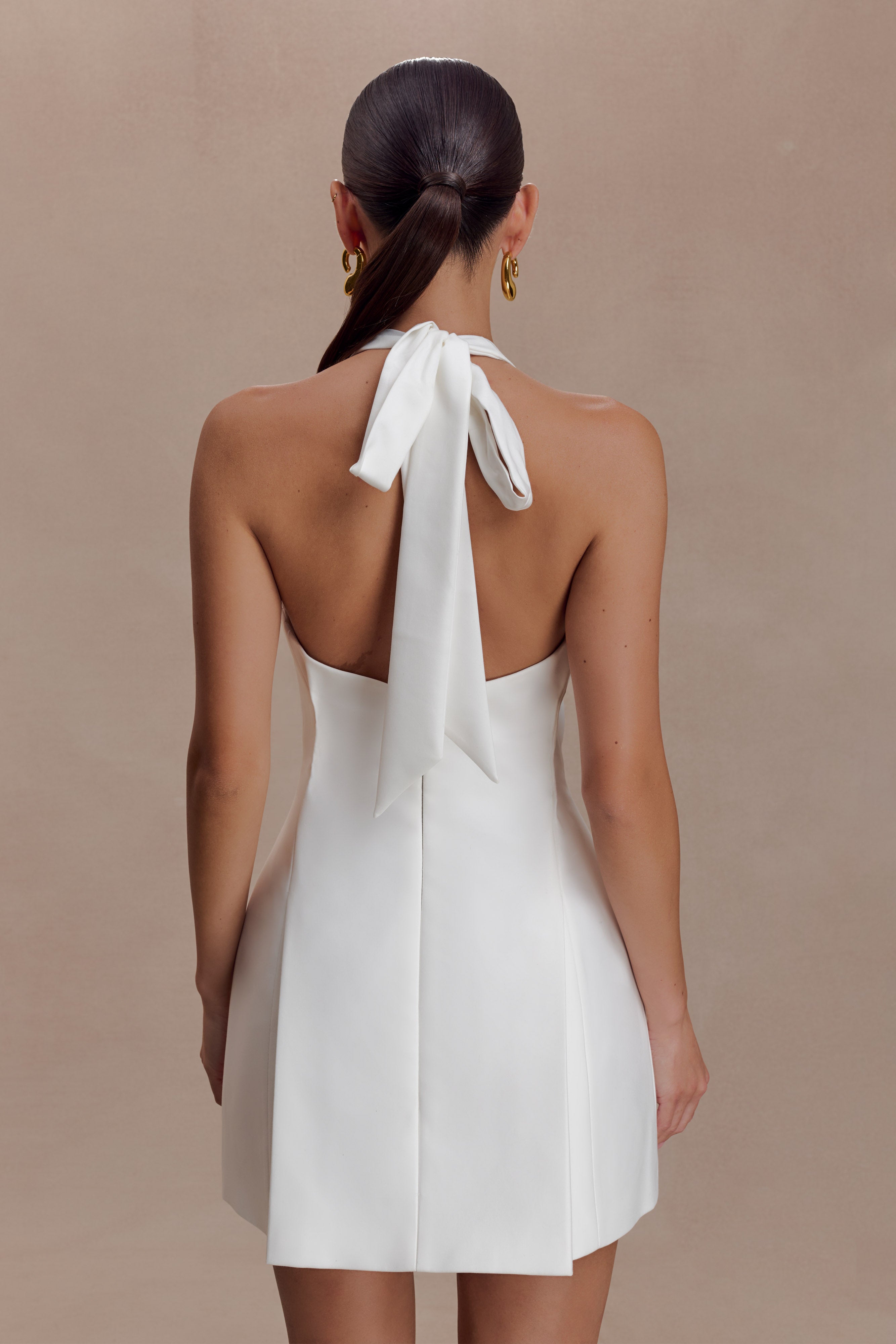 Alternative view of Nelly Halter Neck Cotton Mini Dress - White
