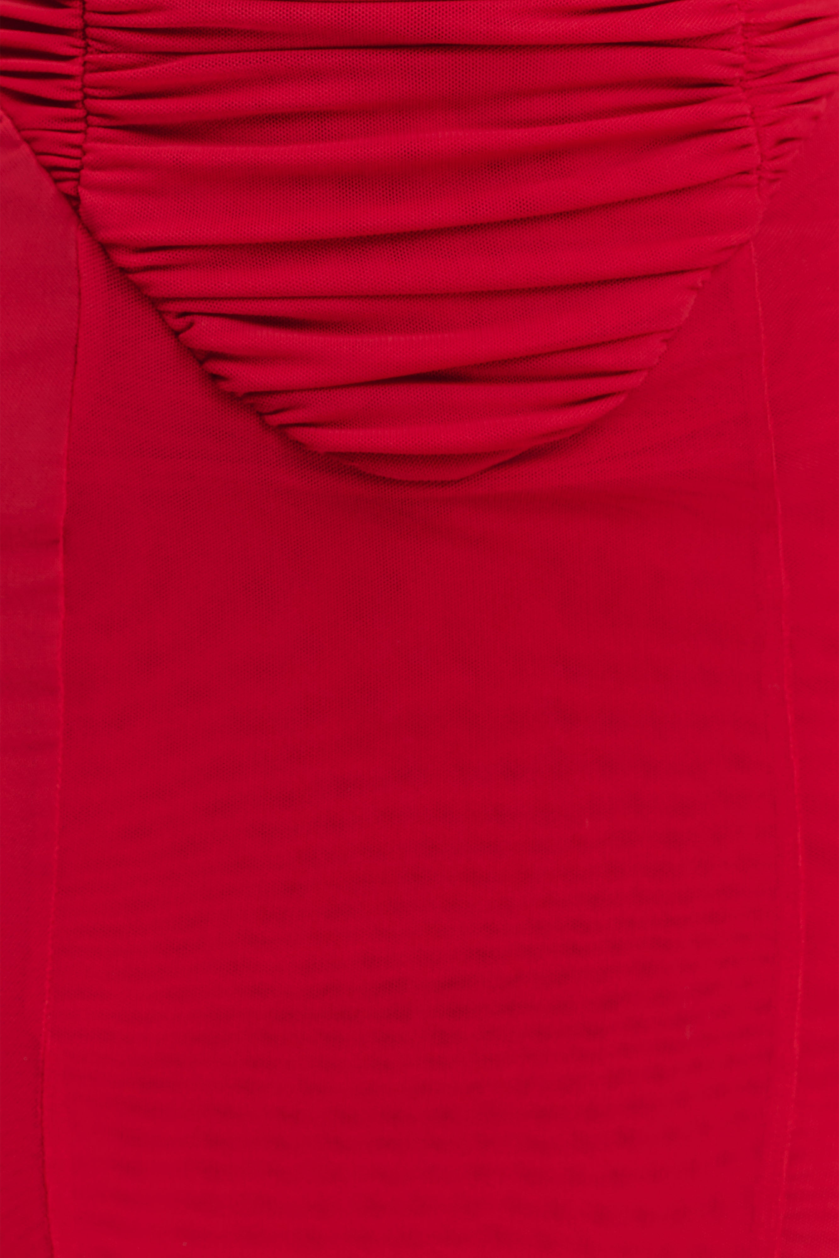 Willa Gathered Mesh Midi Dress - Ruby - Image 6