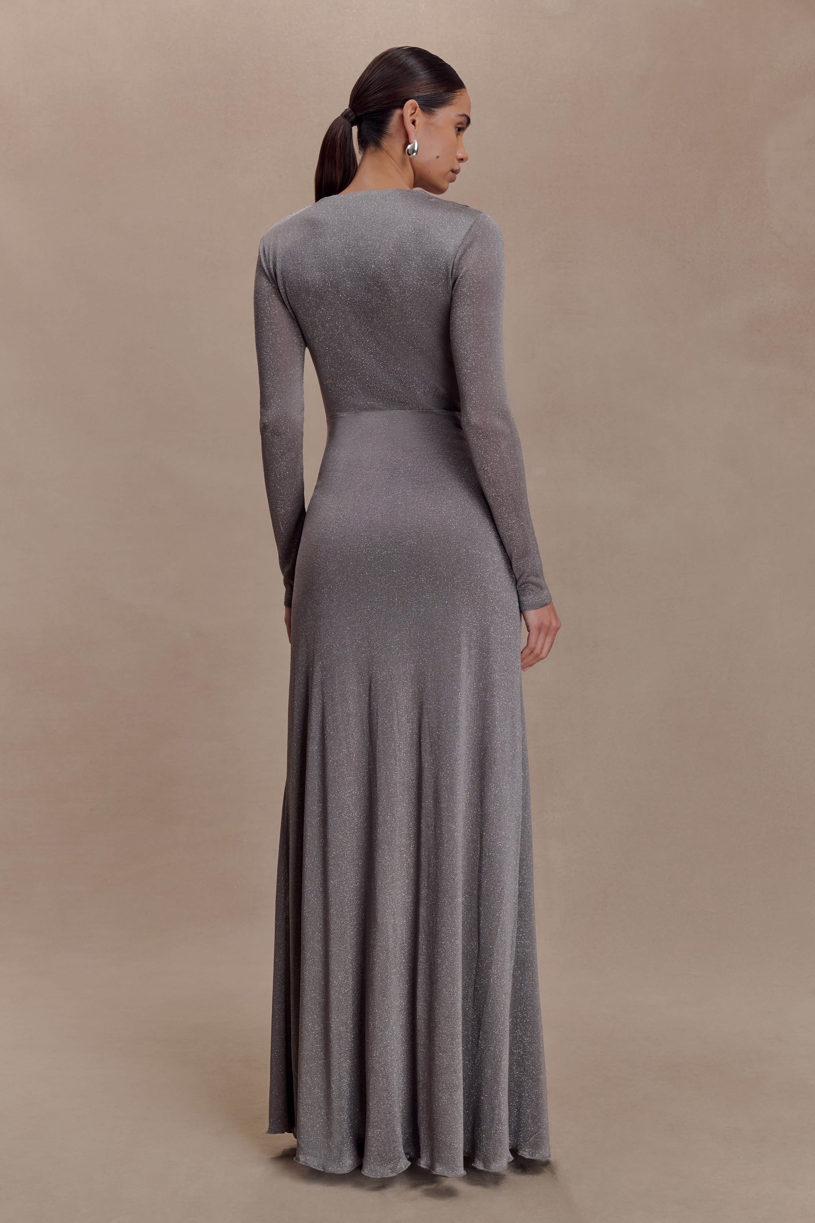 Scarlet Lurex Cowl Maxi Dress - Silver - Image 7