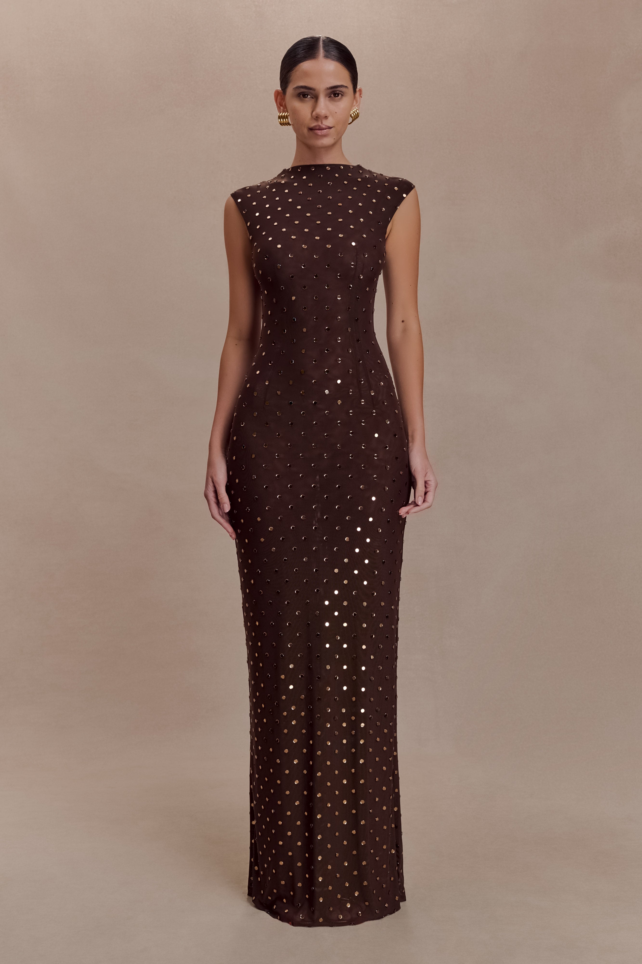 Alternative view of Samara Sleeveless Diamante Maxi Dress - Chocolate