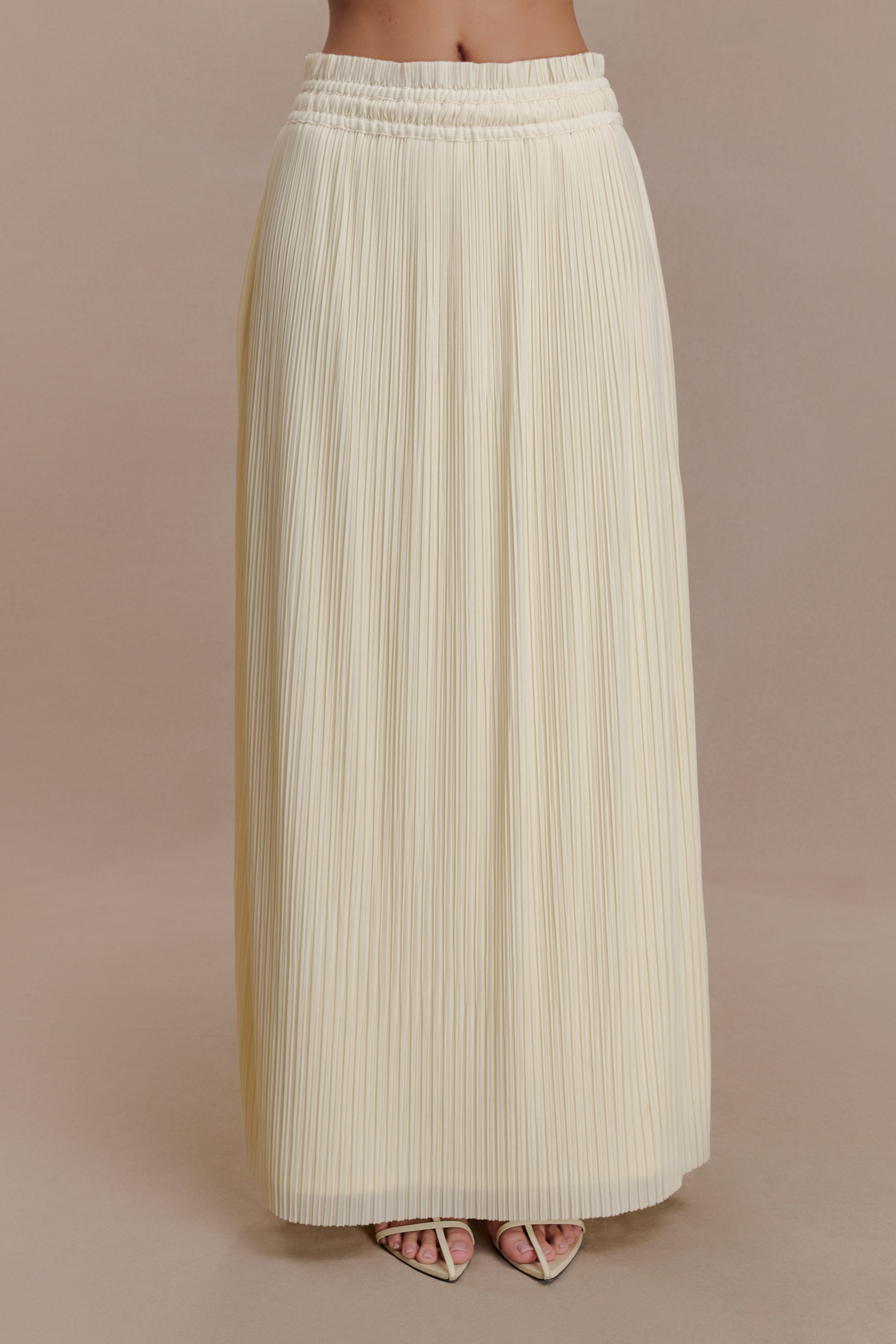 Amaris Gathered Plisse Maxi Skirt - Lemon - Image 5