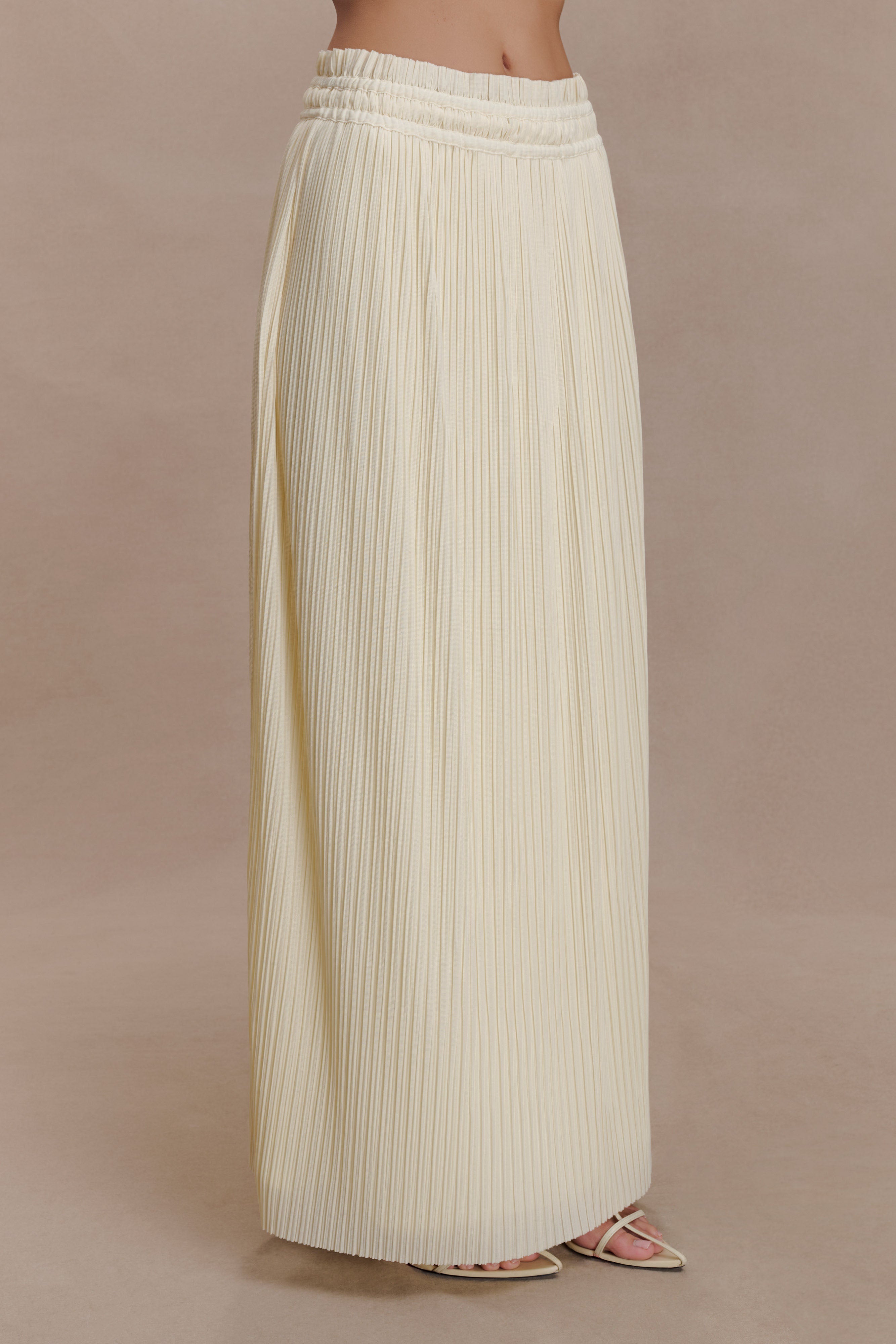 Amaris Gathered Plisse Maxi Skirt - Lemon - Image 4