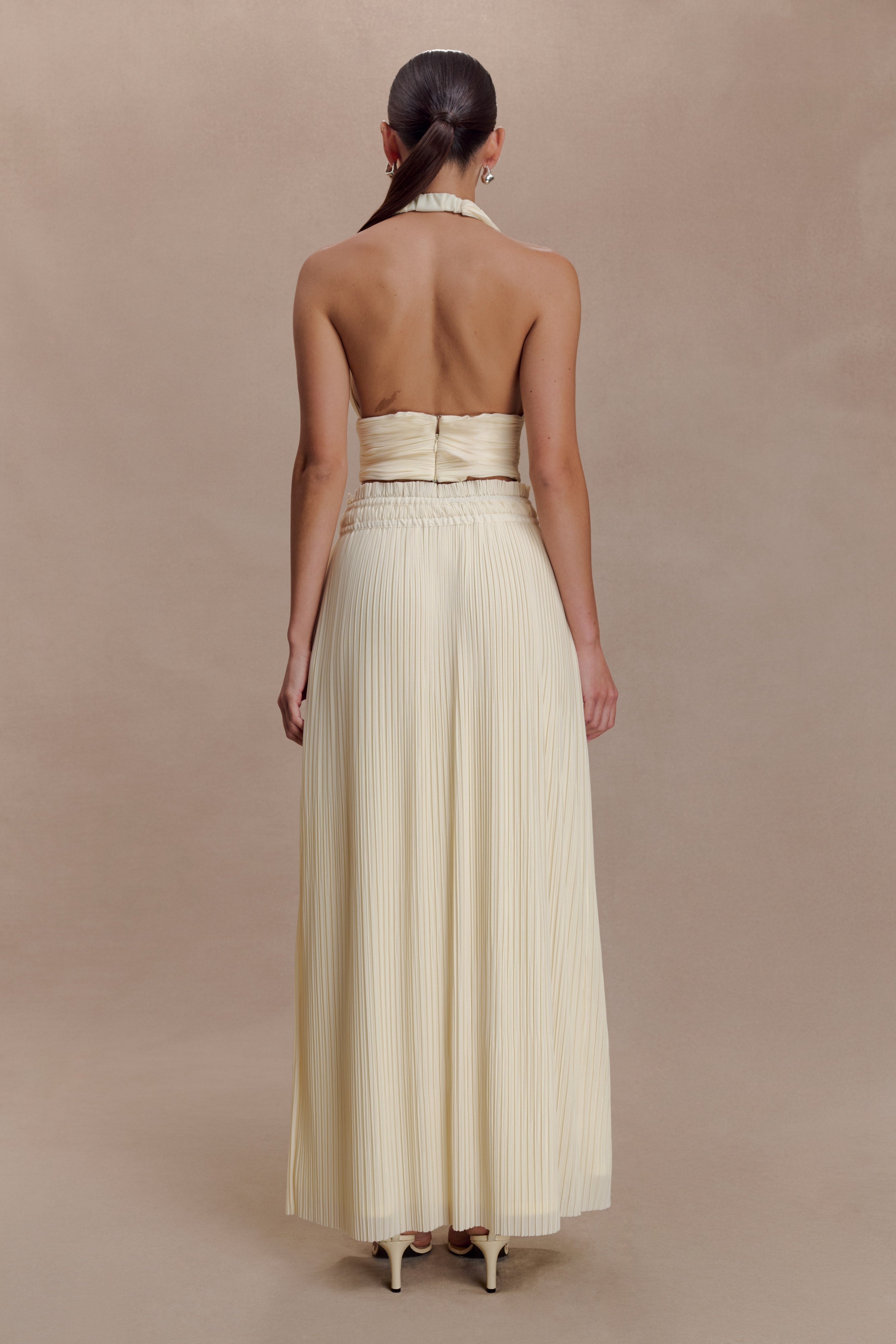 Alternative view of Amaris Gathered Plisse Maxi Skirt - Lemon
