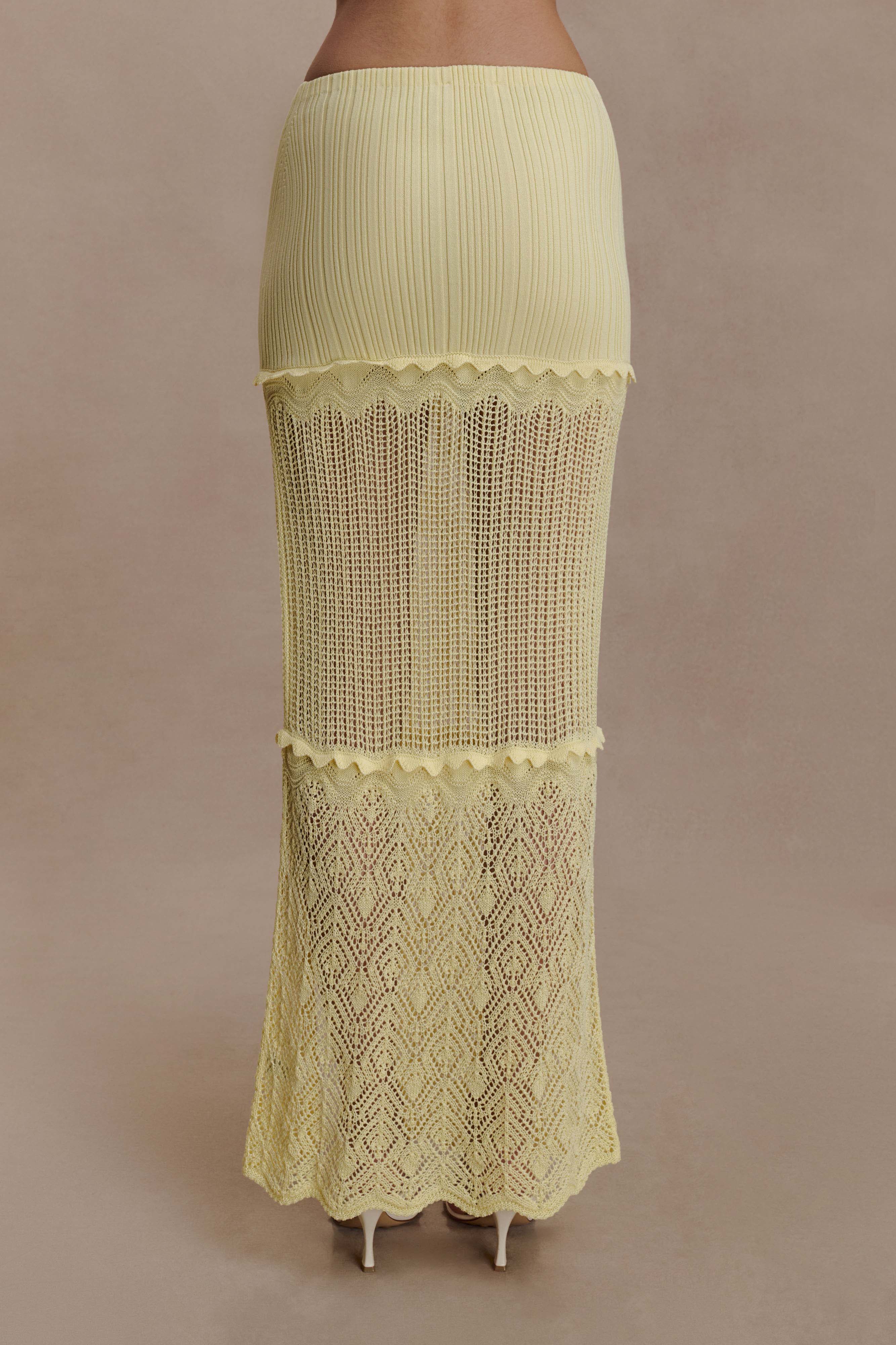 Coleene Pointelle Knit Maxi Skirt - Lemon - Image 5