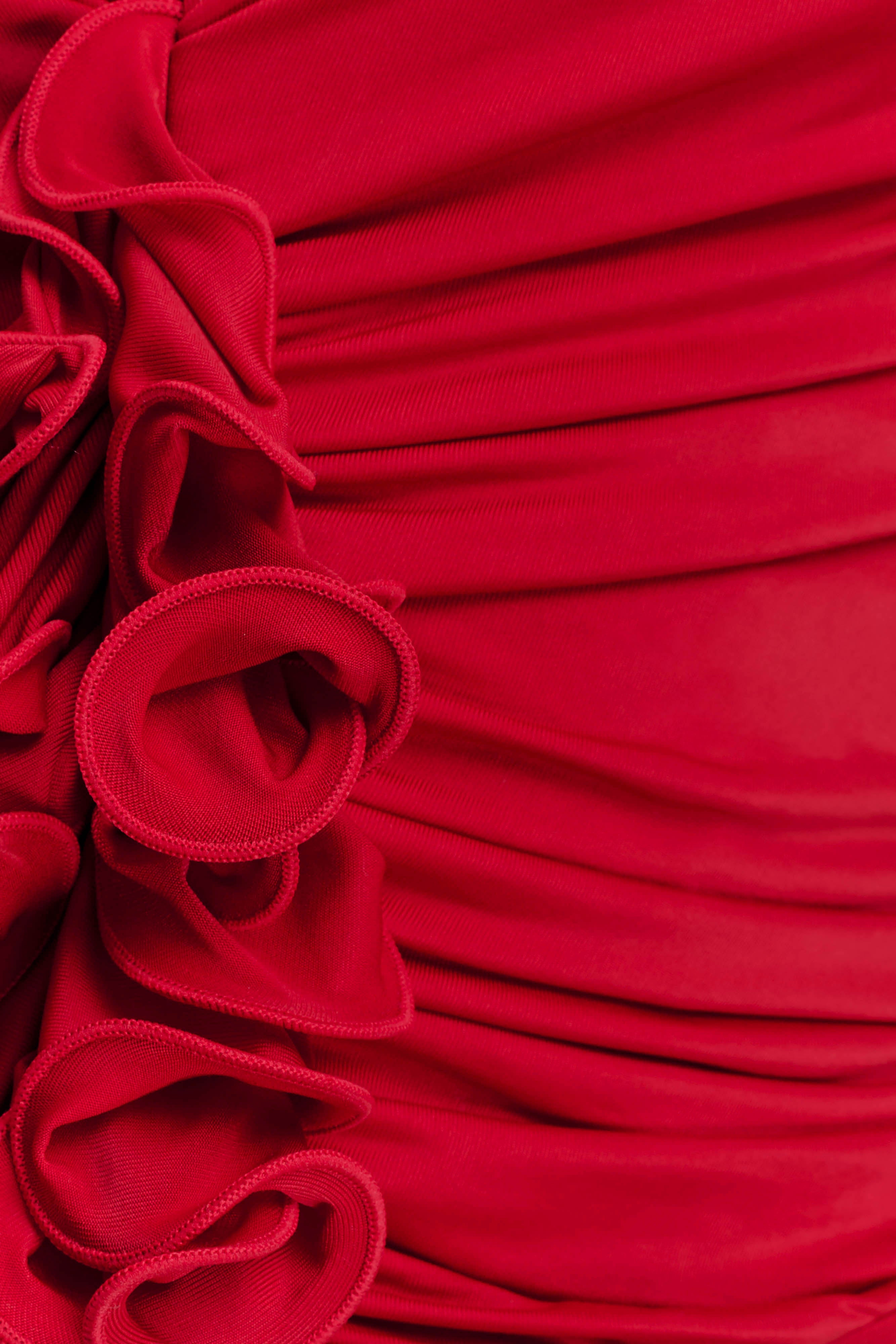 Alessandra Slinky Ruffle Top - Ruby - Image 4