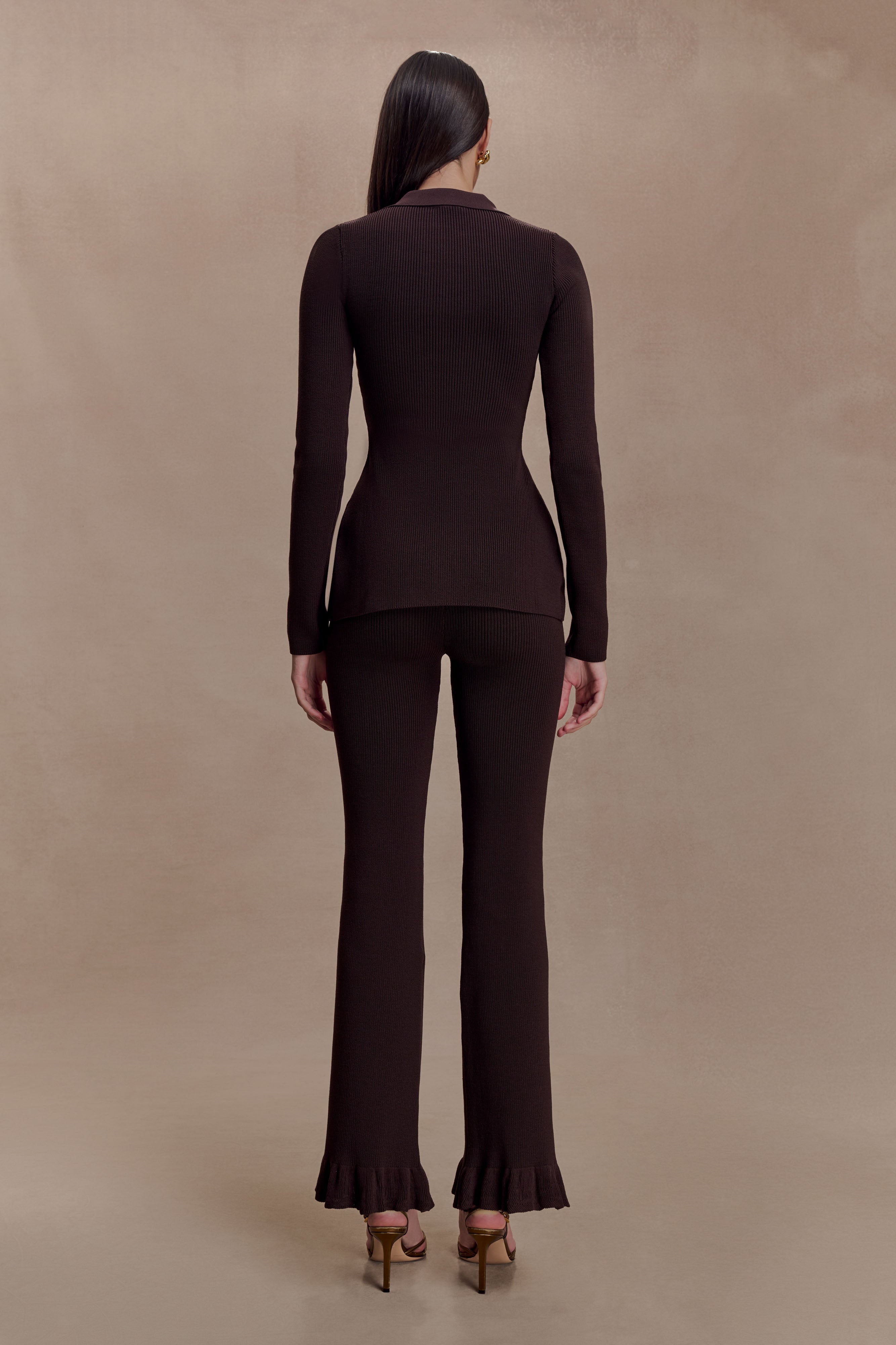 Alternative view of Suzie Ribbed Flared Pants - Chocolate