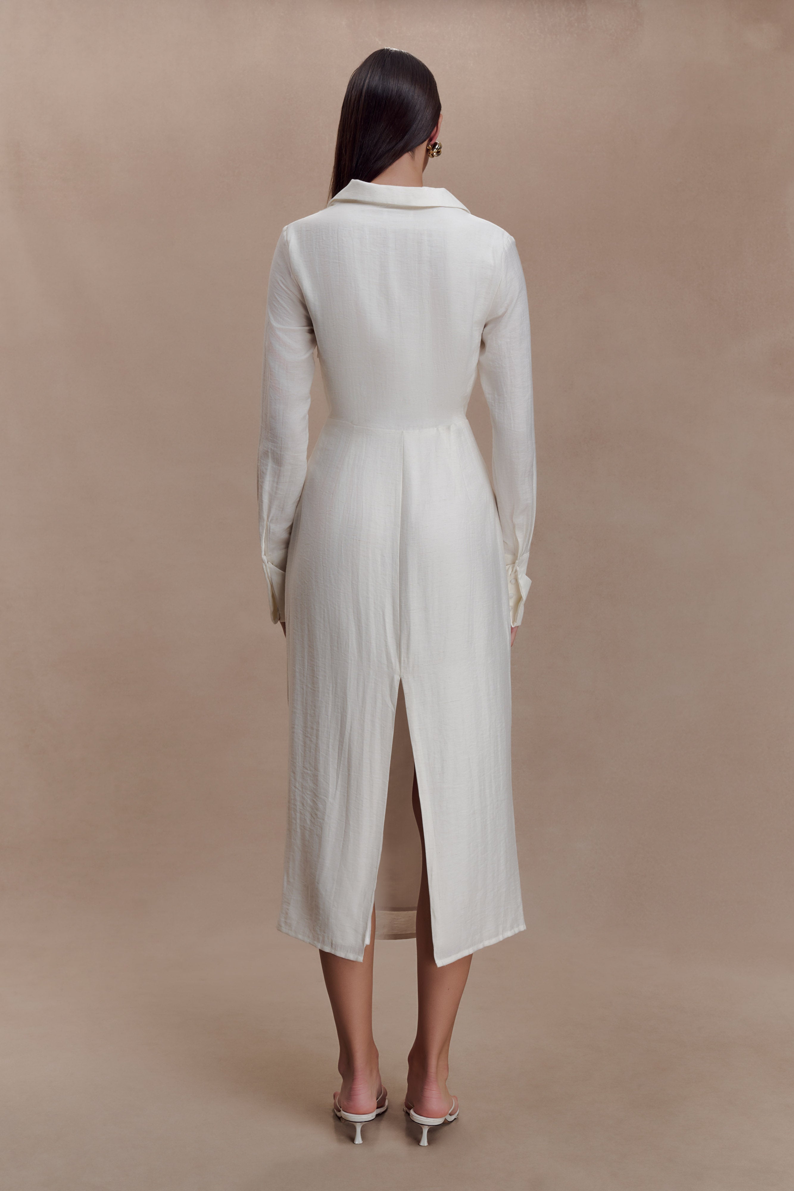 Alternative view of Cecilie Cut Out Shirt Midi Dress - White