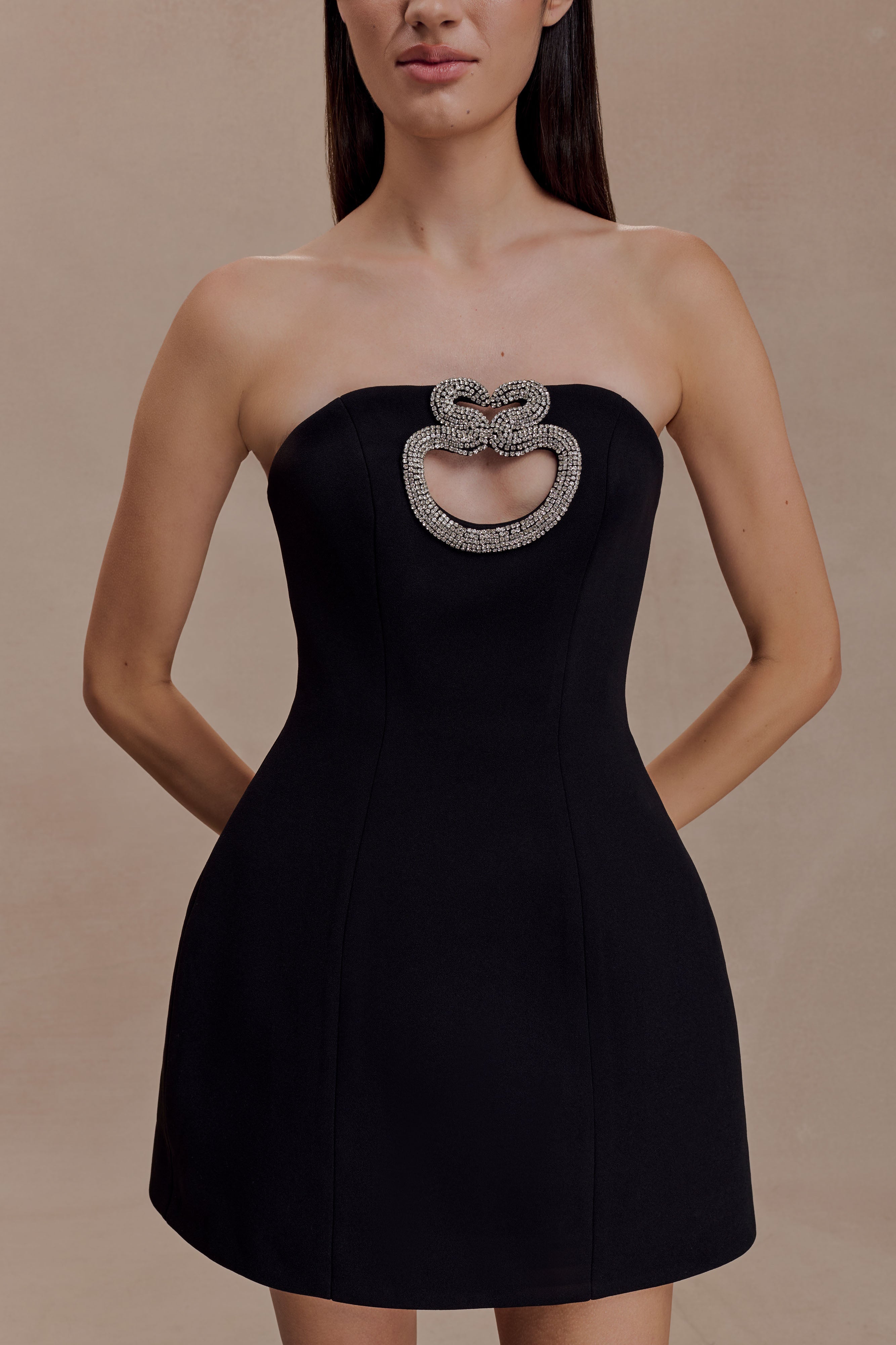 Hilda Embellished Strapless Mini Dress - Black - Image 3