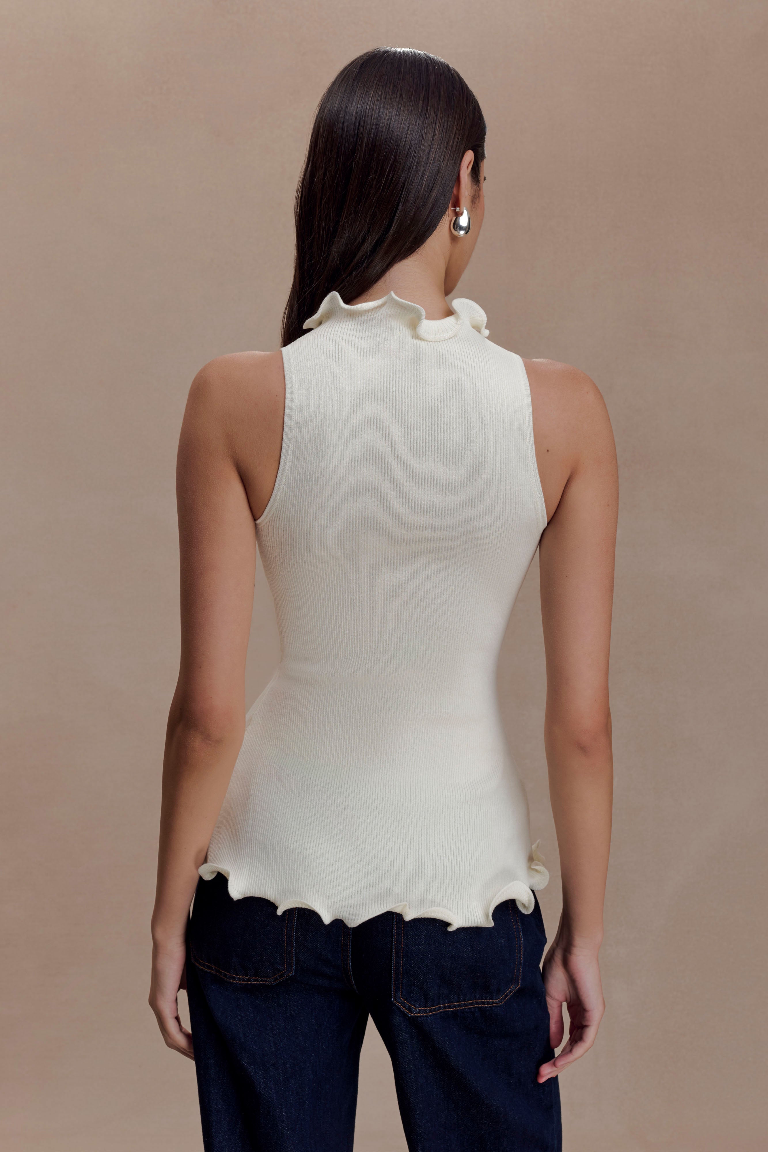Alternative view of Diya Ribbed Sleeveless Top With Wire Hem - Ivory