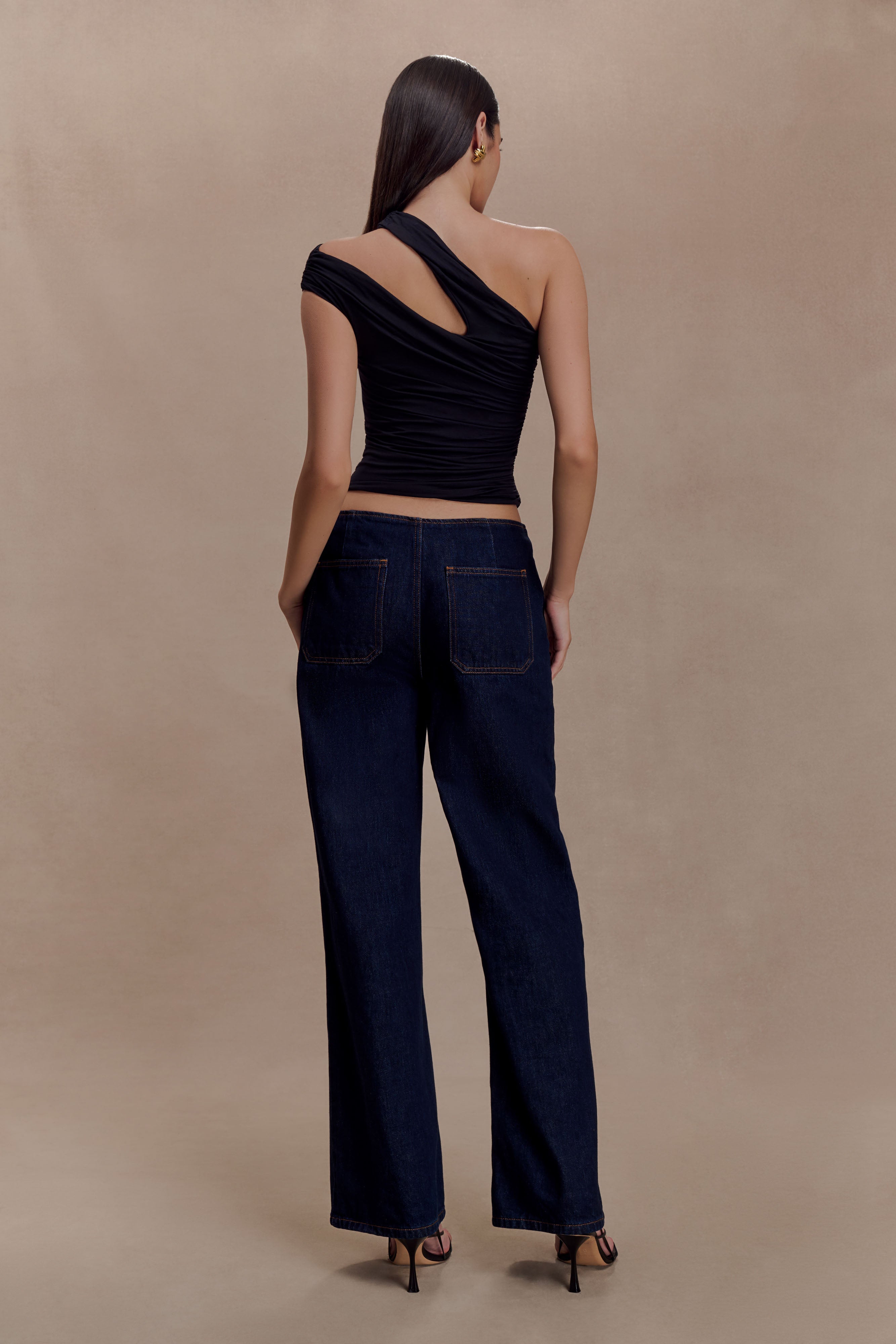Alternative view of Anna One Shoulder Modal Top - Black