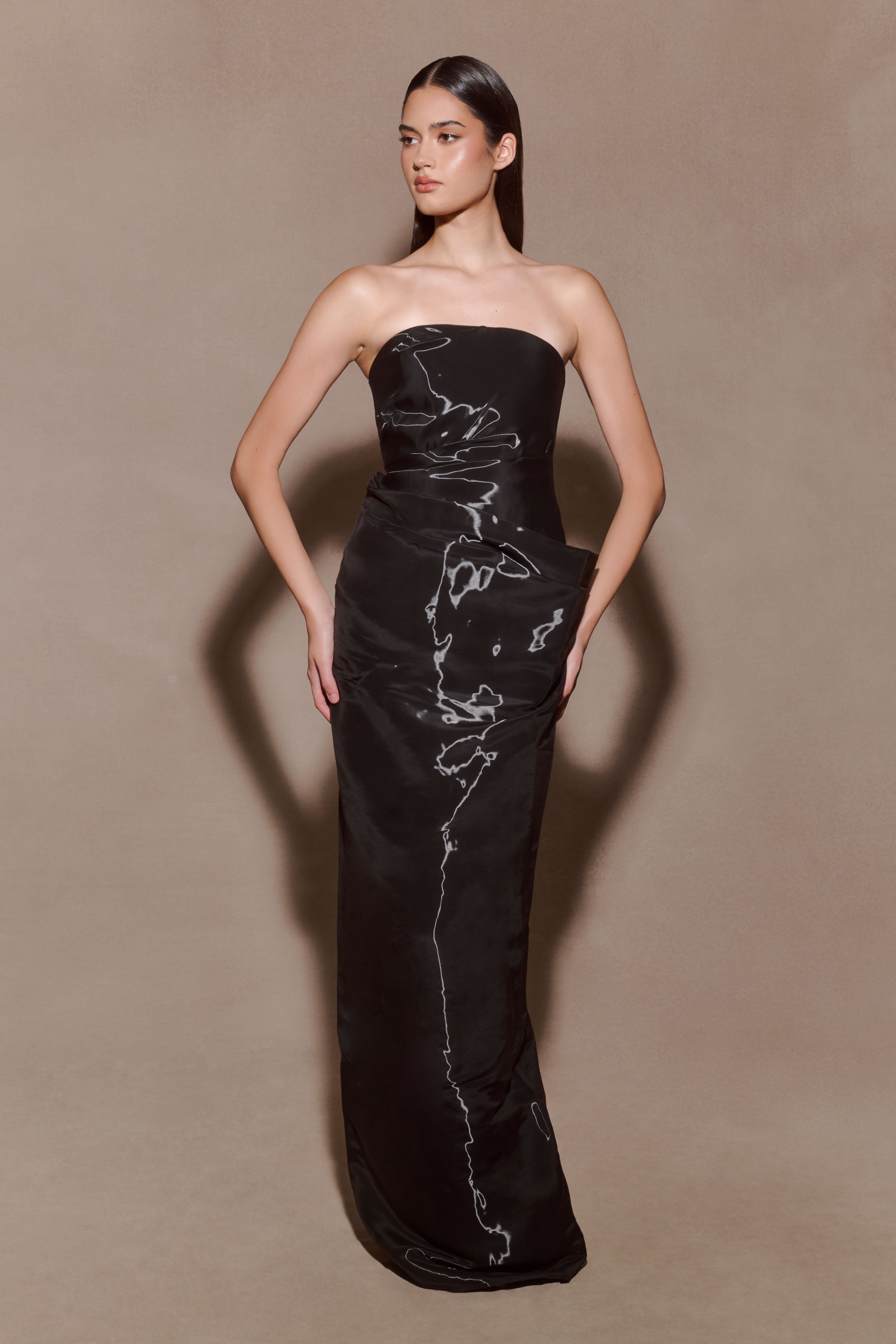 Calliope Strapless Organza Maxi Dress - Black - Image 3