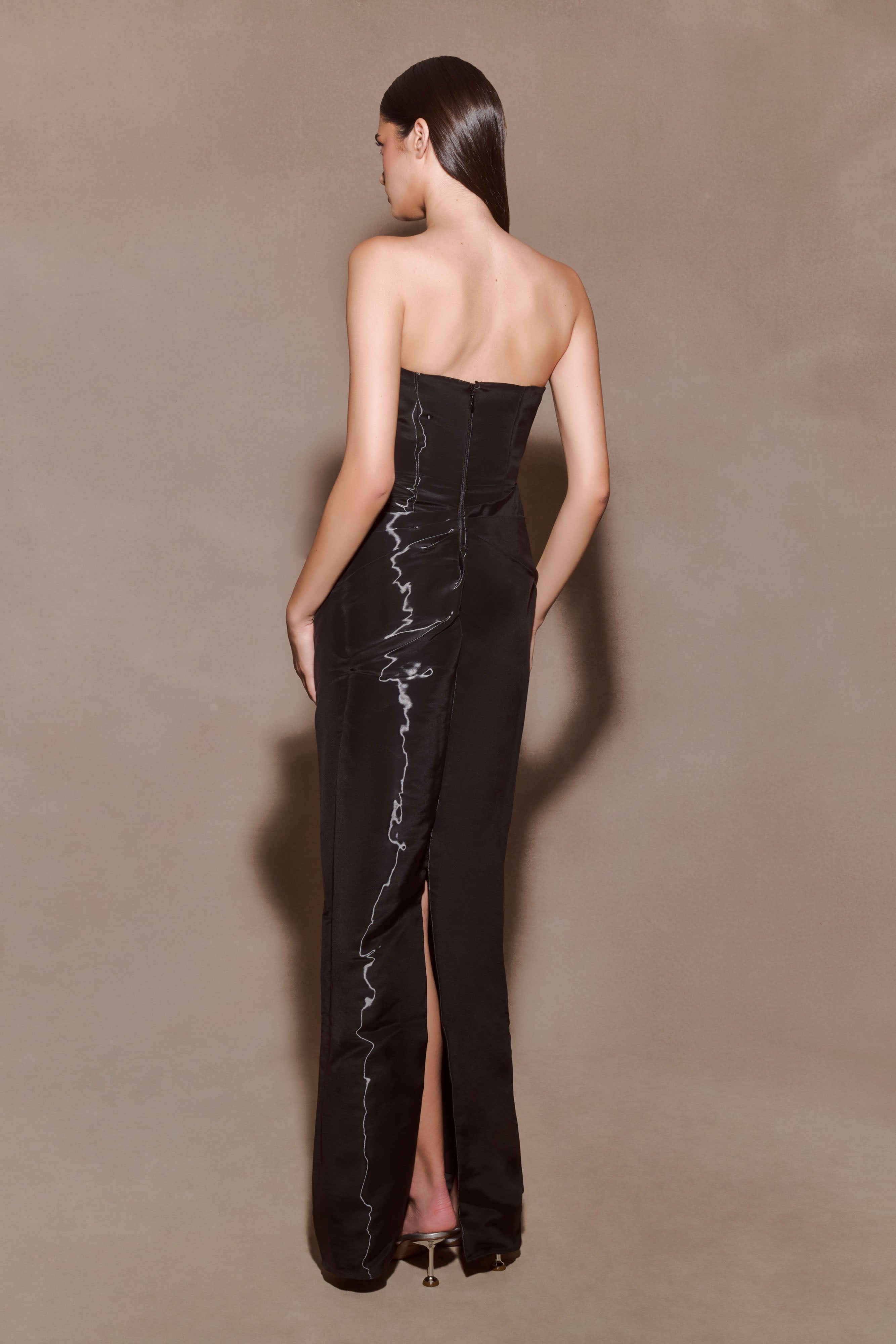 Calliope Strapless Organza Maxi Dress - Black - Image 2