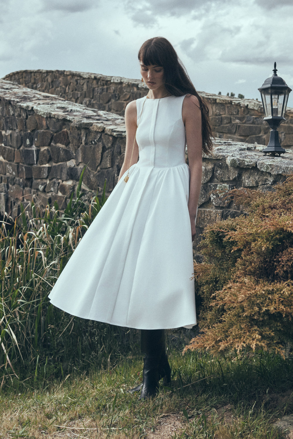 Alternative view of Monika Gathered Waist Cotton Midi Dress - White