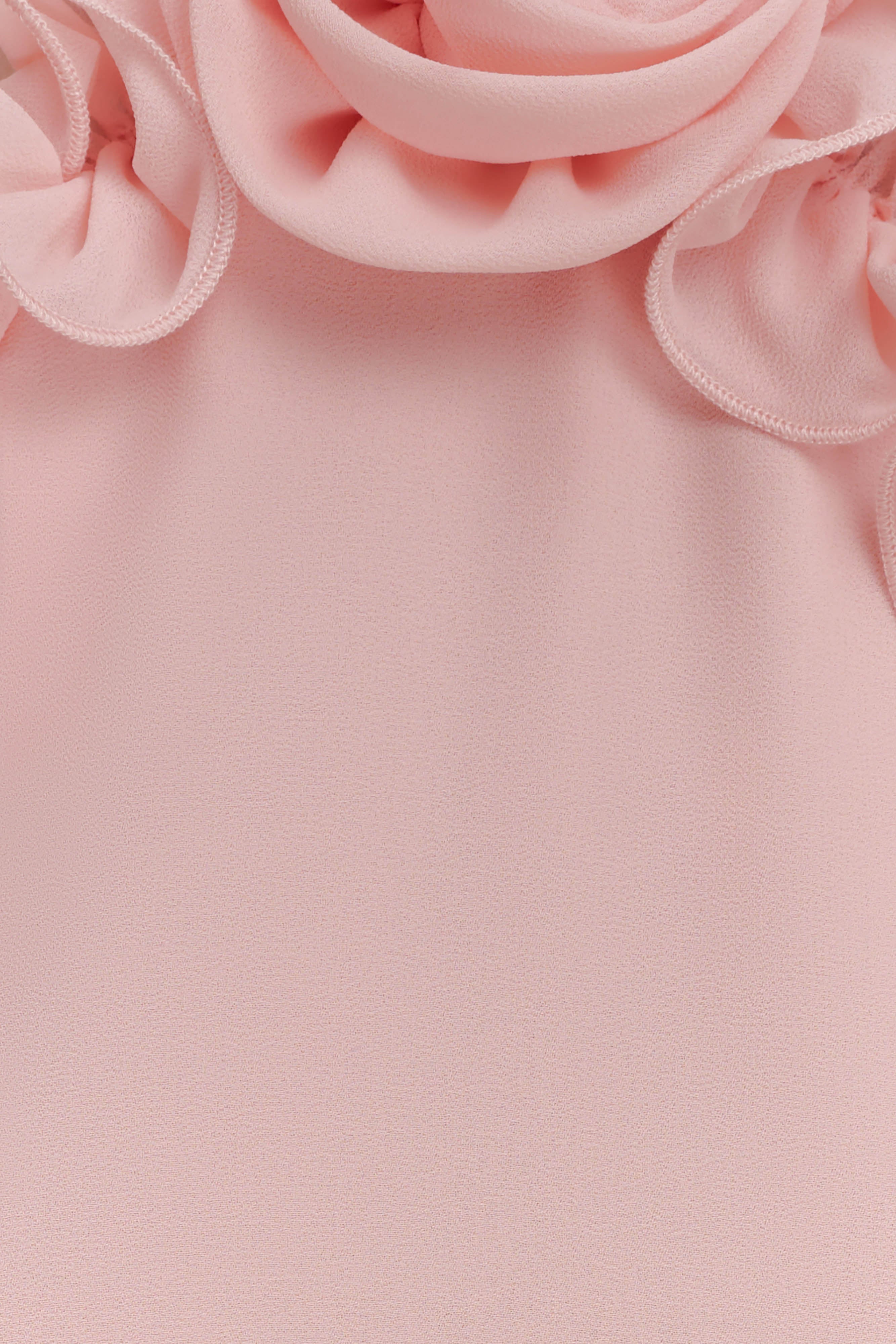 Melissa Chiffon Flower Maxi Dress - Baby Pink - Image 7