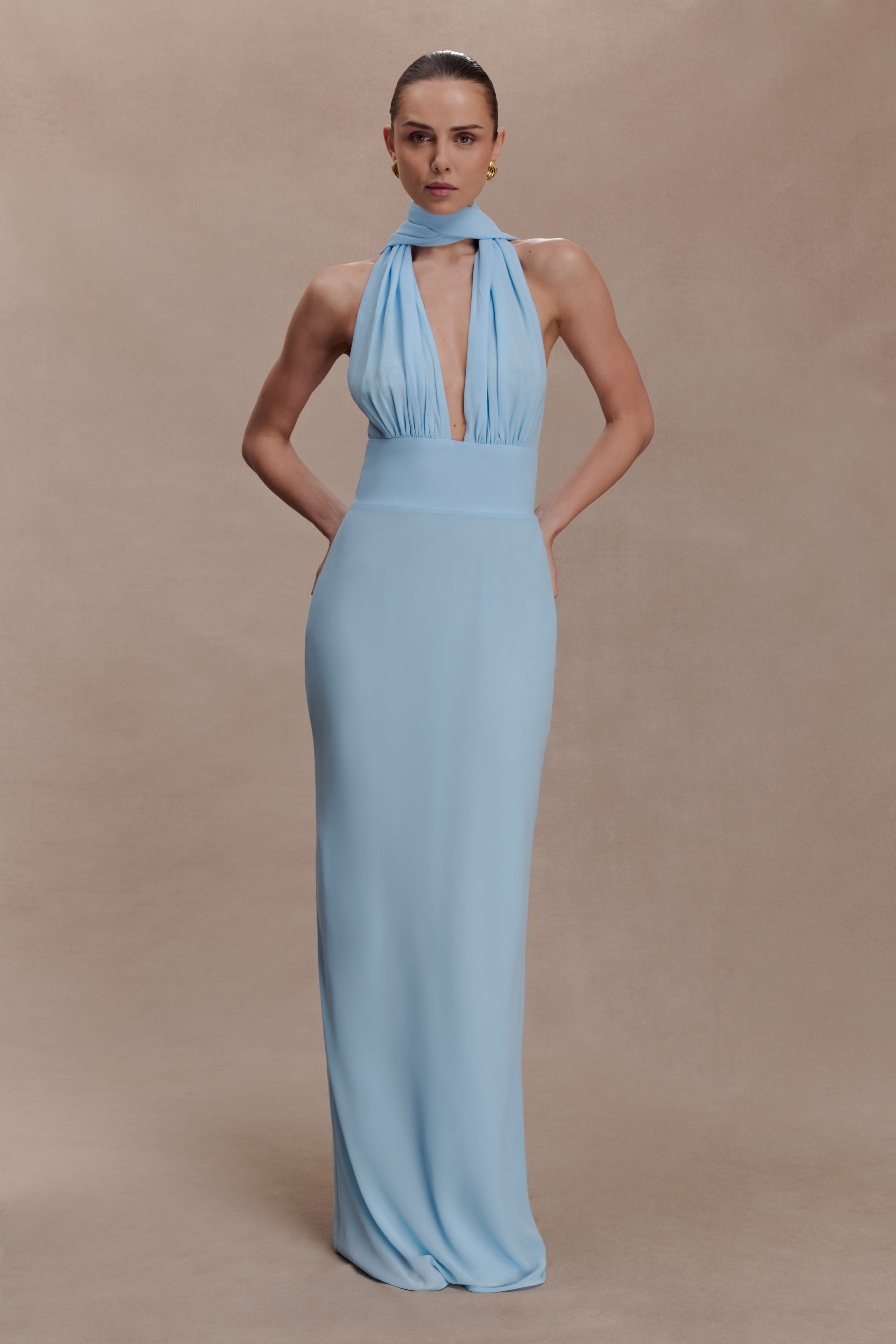 Nadine Halter Chiffon Maxi Dress - Blue - Image 4