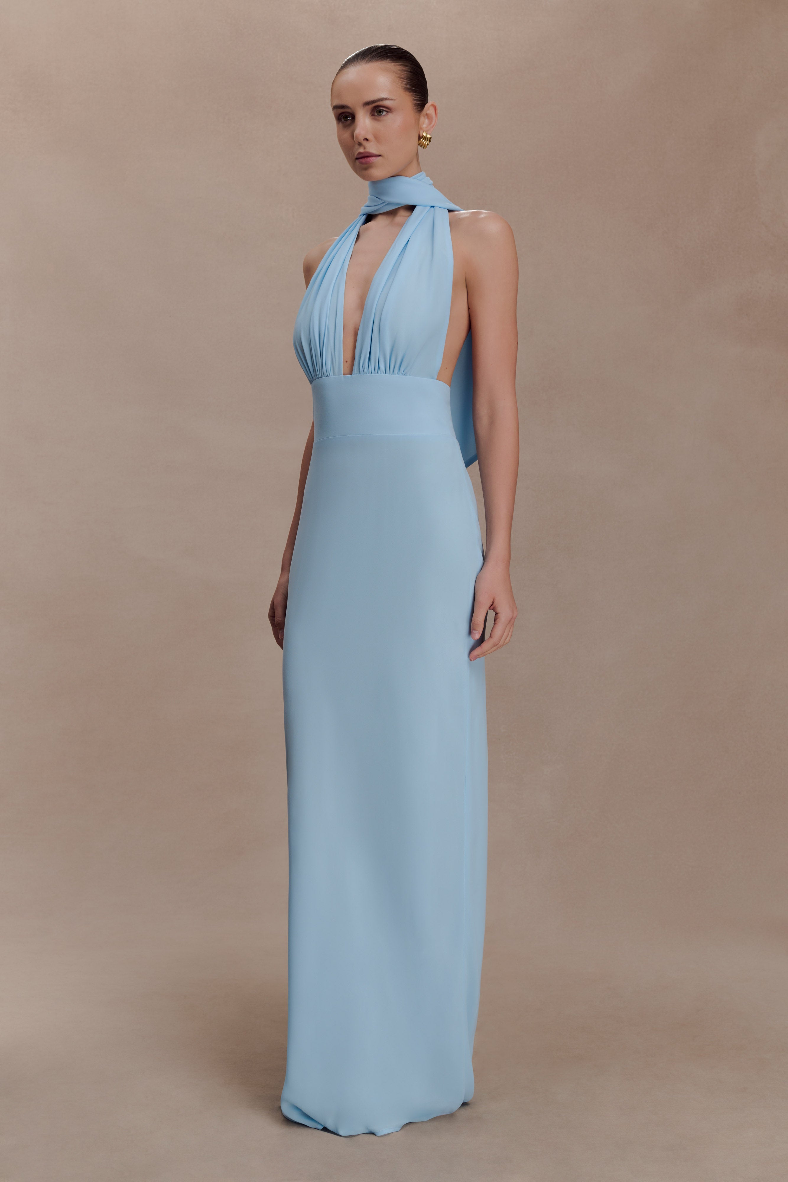Nadine Halter Chiffon Maxi Dress - Blue - Image 6