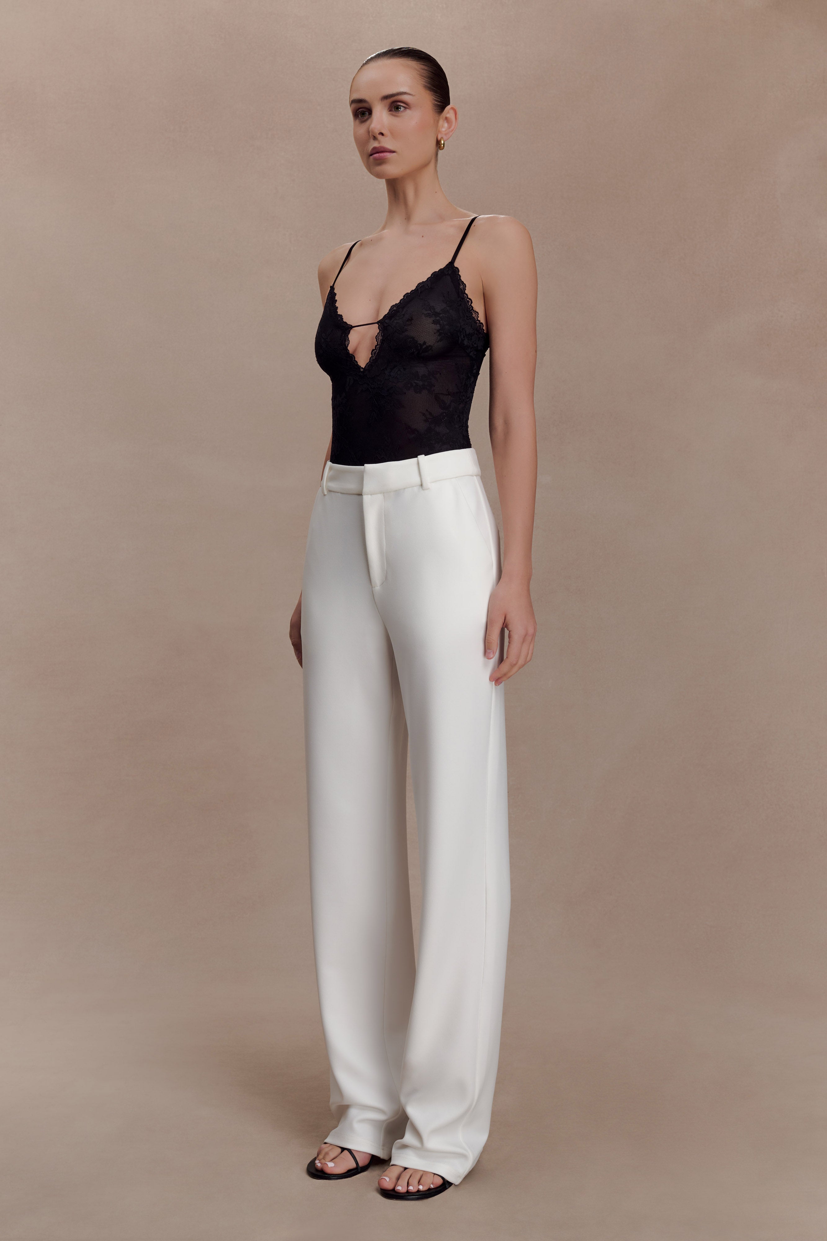 Maude Crepe Straight Leg Pants - Ivory - Image 3