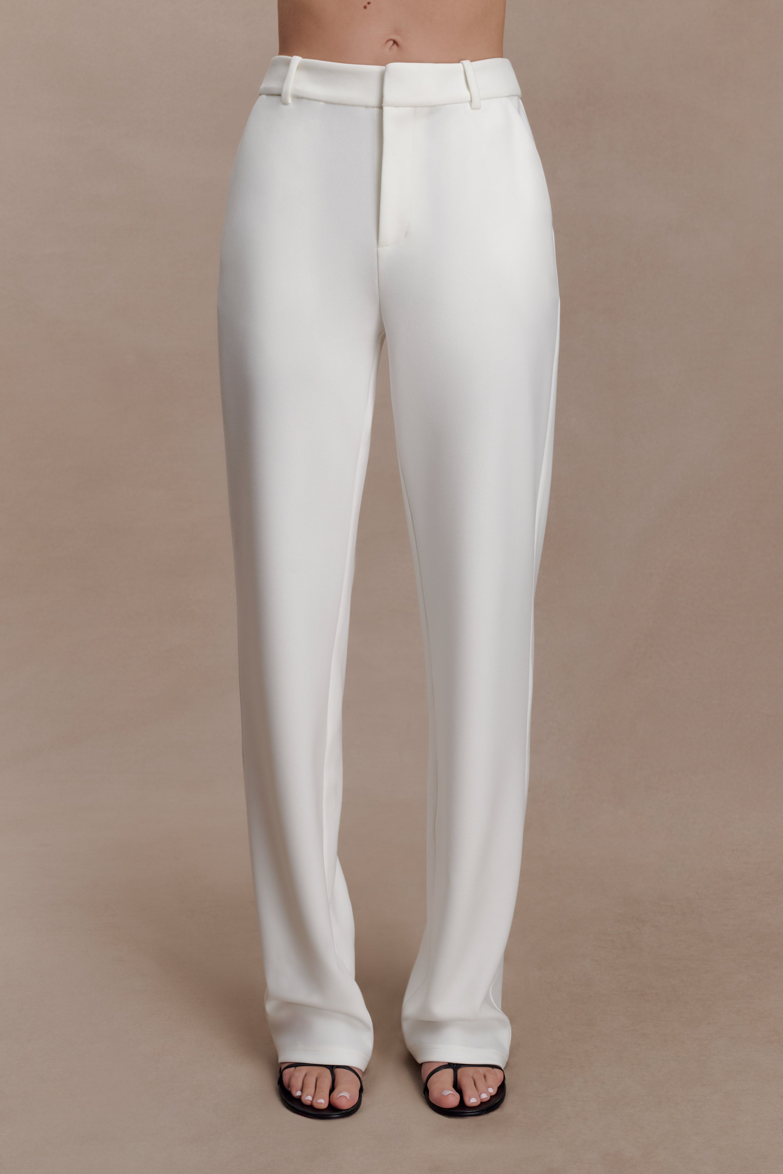 Maude Crepe Straight Leg Pants - Ivory - Image 6