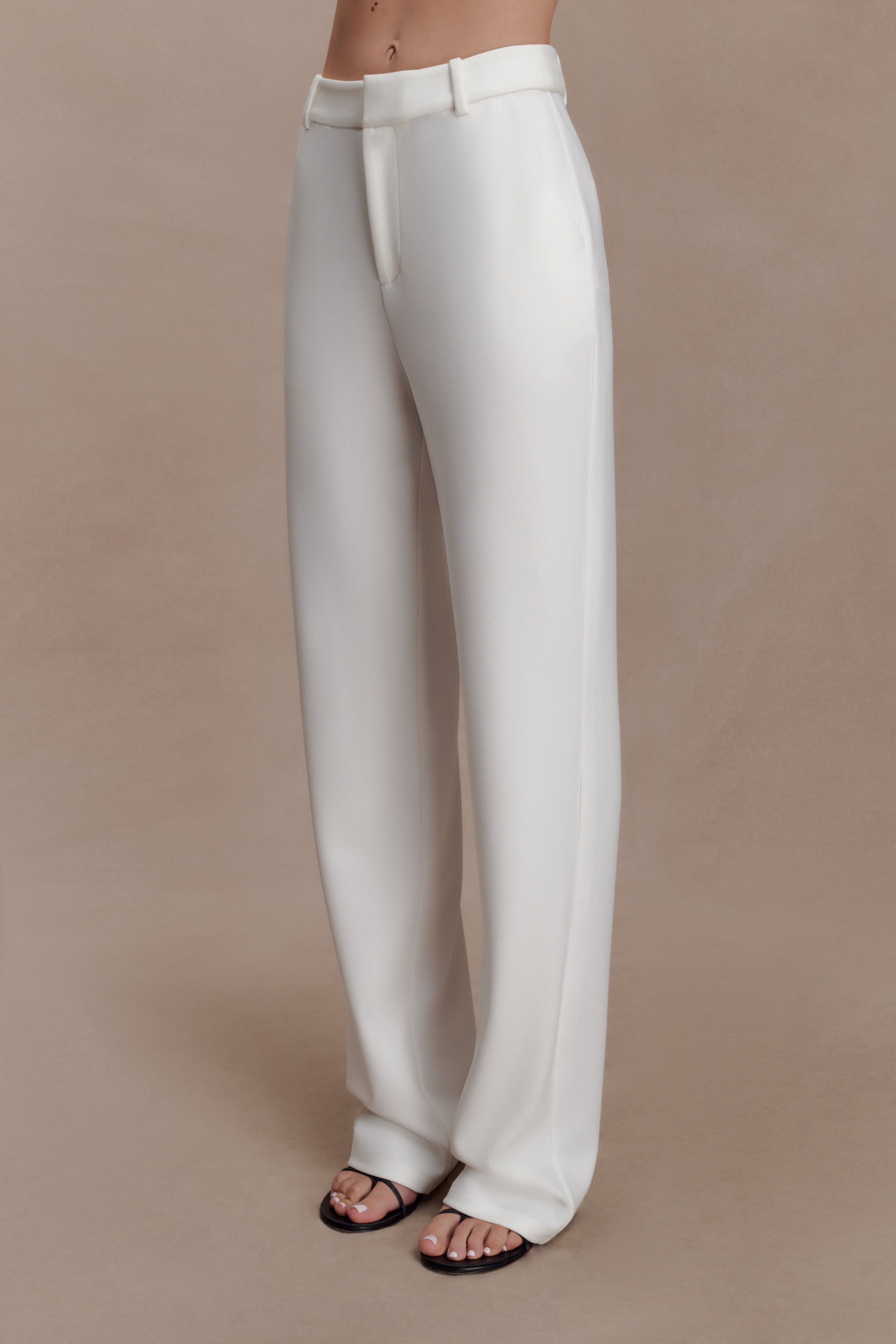 Maude Crepe Straight Leg Pants - Ivory - Image 4