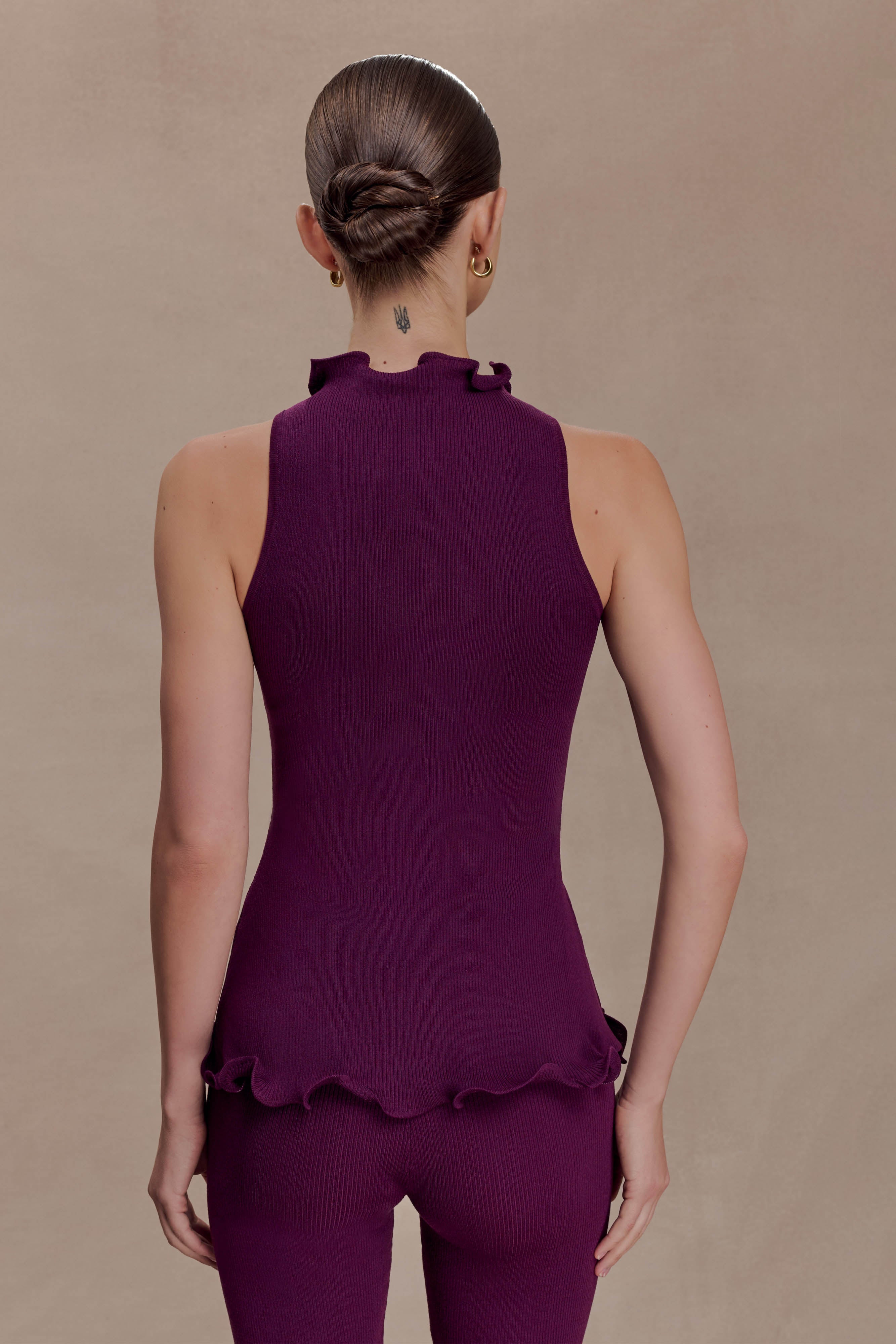 Alternative view of Diya Ribbed Sleeveless Top With Wire Hem - Plum