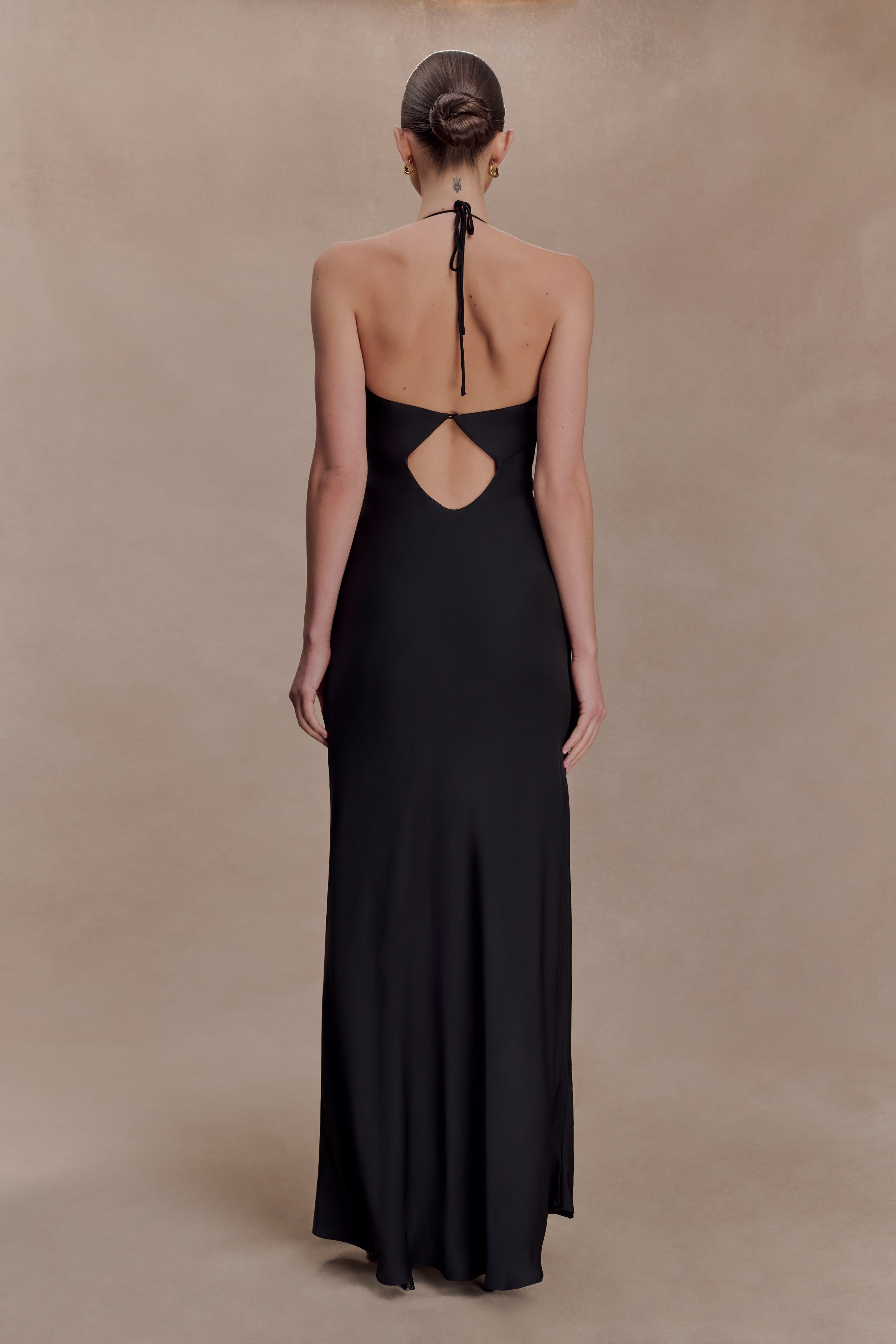 Alternative view of Lydia Cowl Neck Satin Maxi Dress - Black