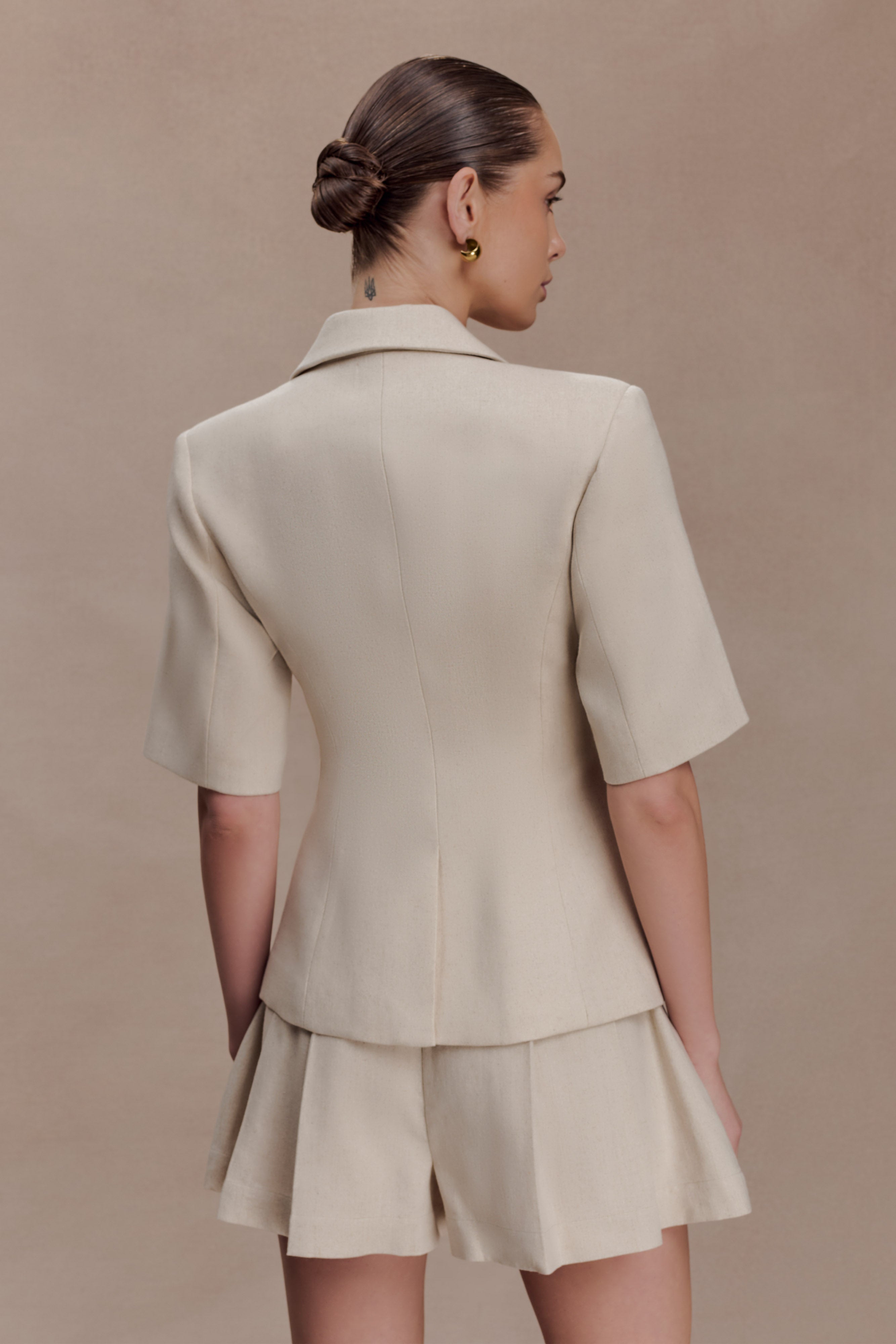 Alternative view of Martine Short Sleeve Linen Top - Natural