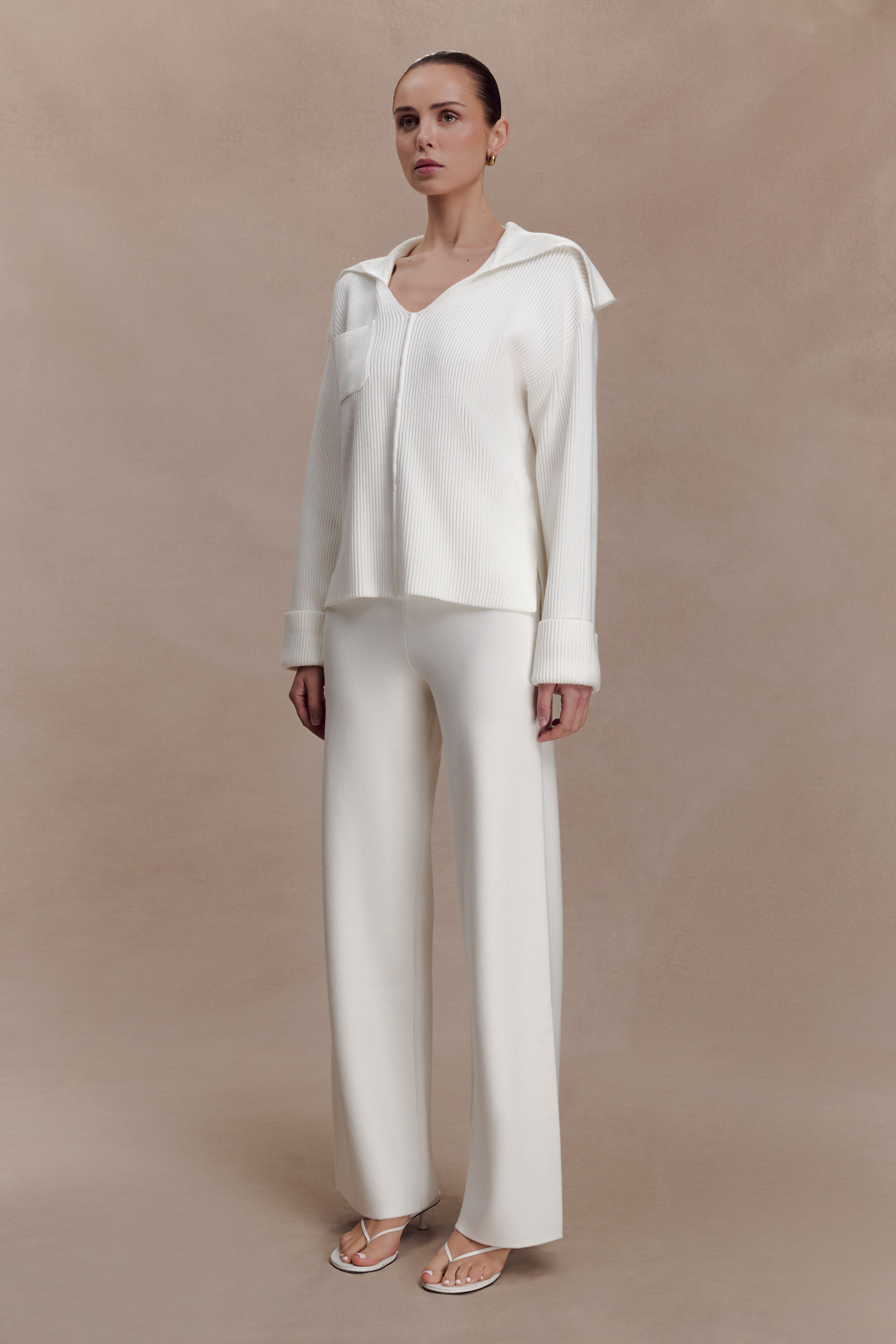 Kerrymae Straight Leg Knit Pants - Off White - Image 3