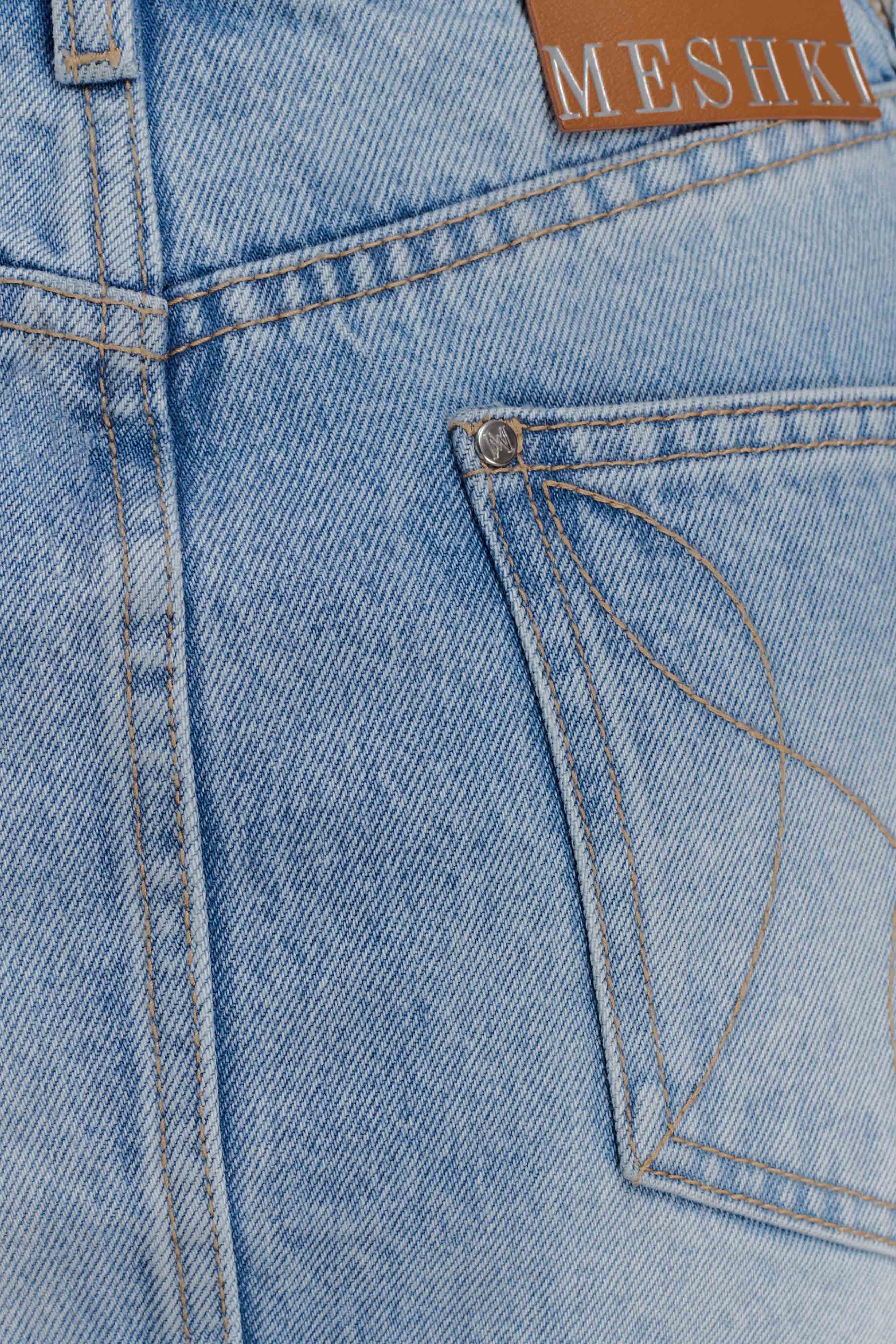 Lakoda Cuffed Denim Mini Skirt - Washed Light Blue - Image 6